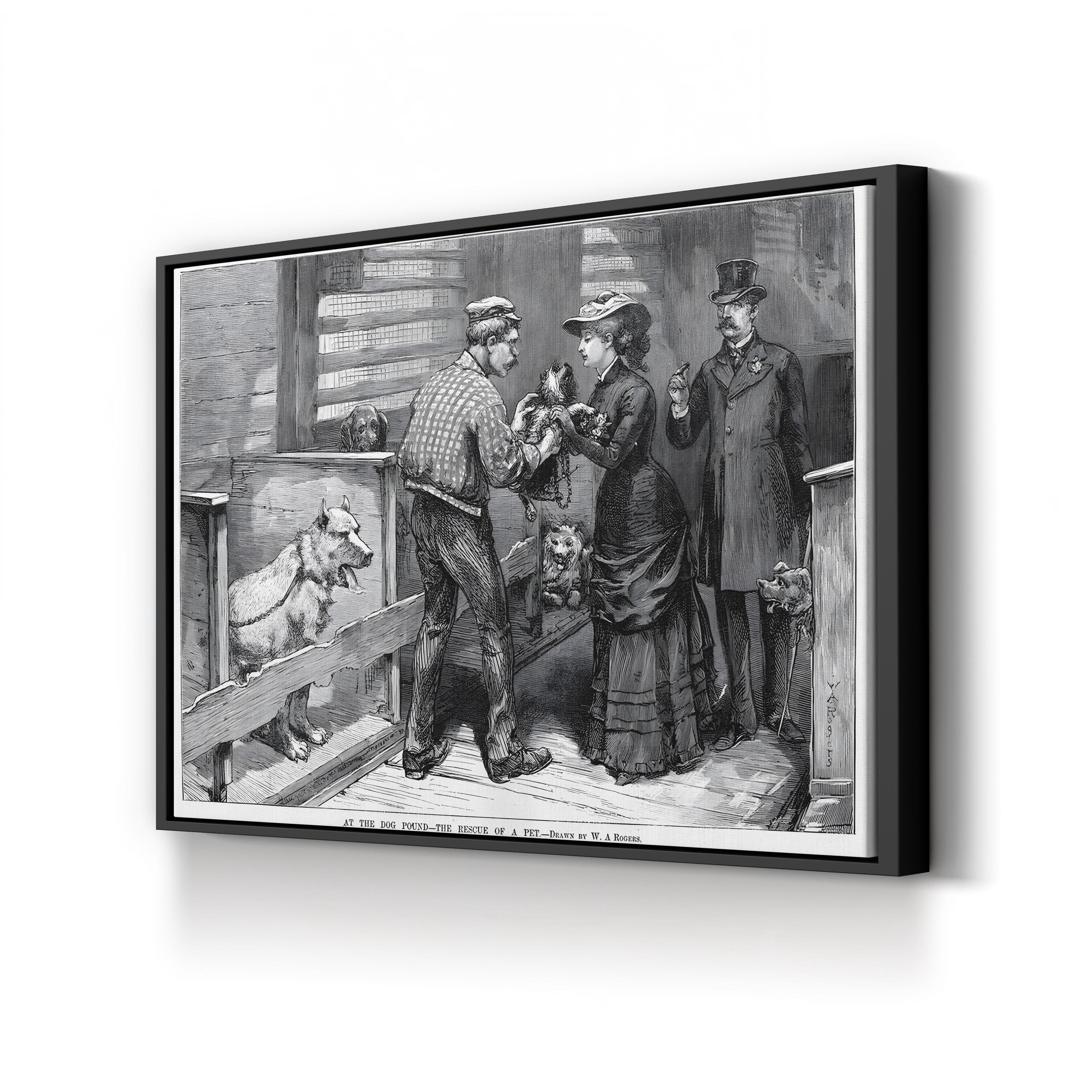 1883 New York Dog Pound – Period Illustration Wall Art | Victorian Reportage Canvas Print