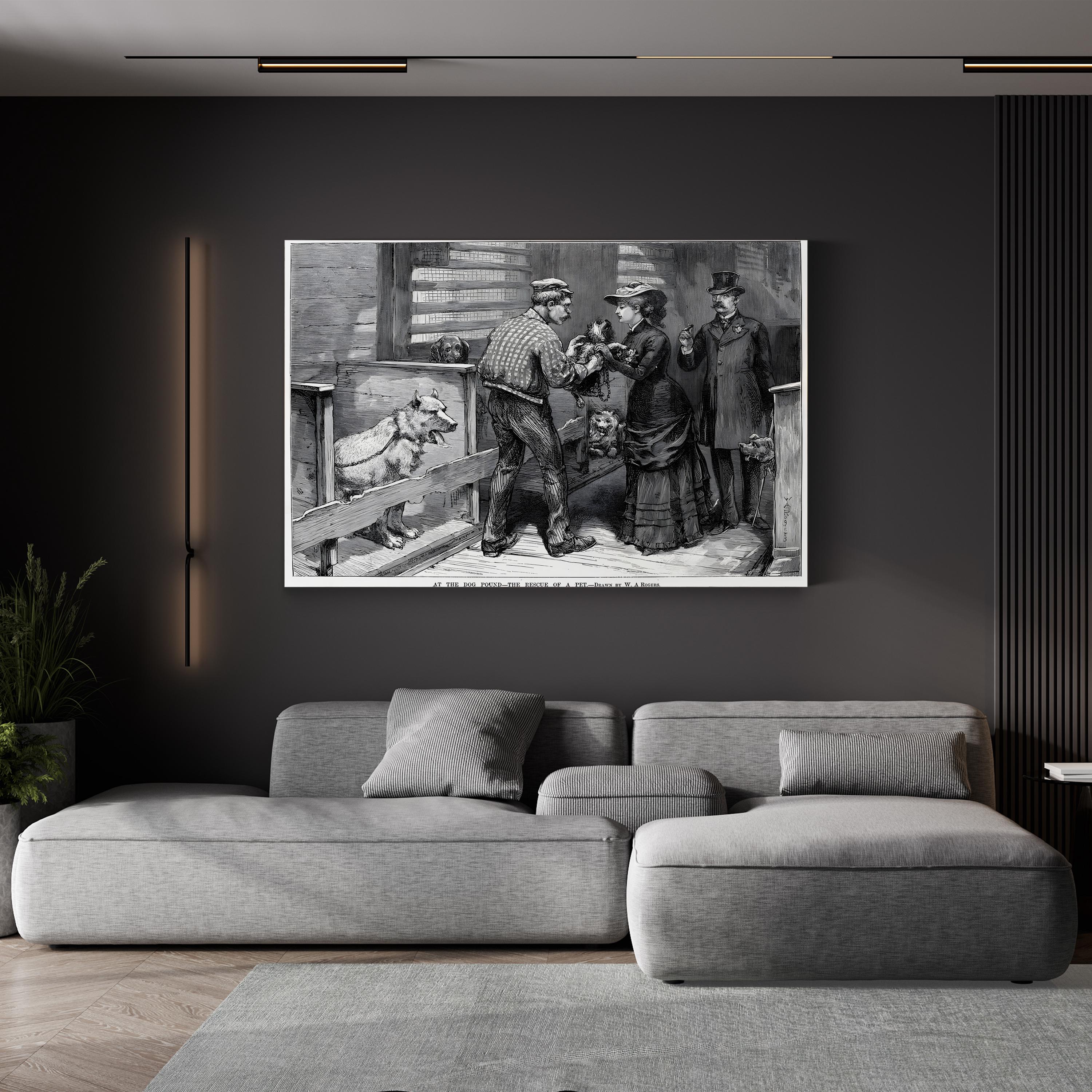 1883 New York Dog Pound – Period Illustration Wall Art | Victorian Reportage Canvas Print