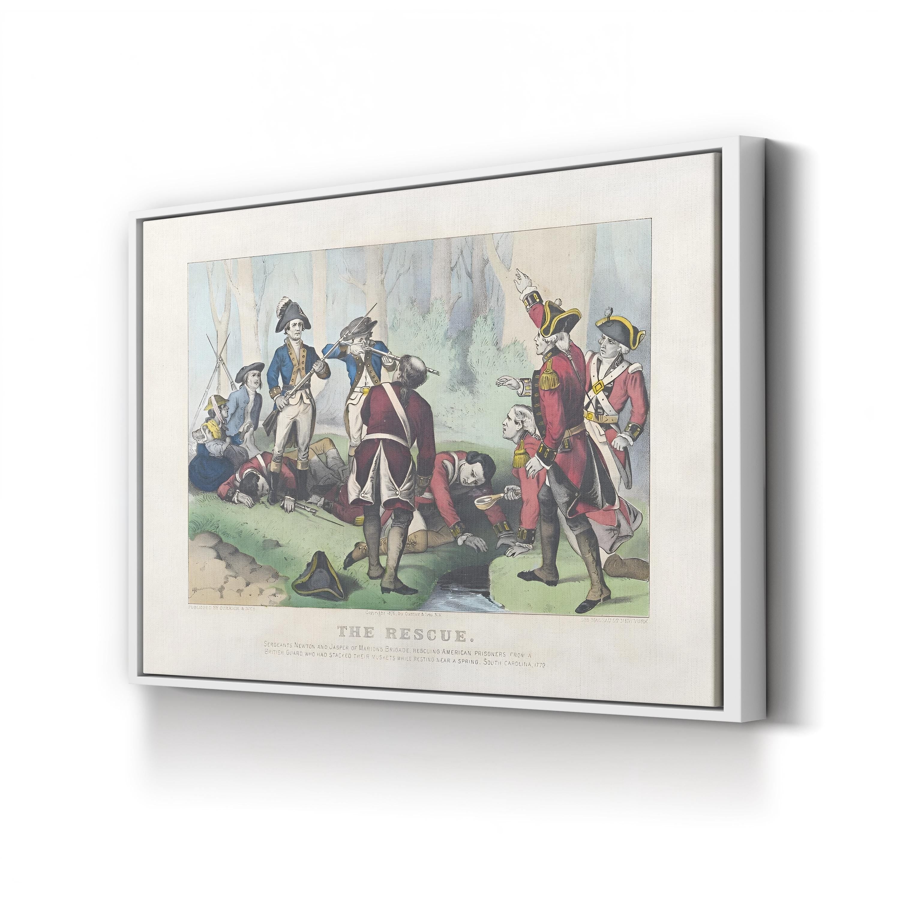 The Rescue Wall Art by Currier and Ives – American Revolutionary Battle Lithograph (1876)