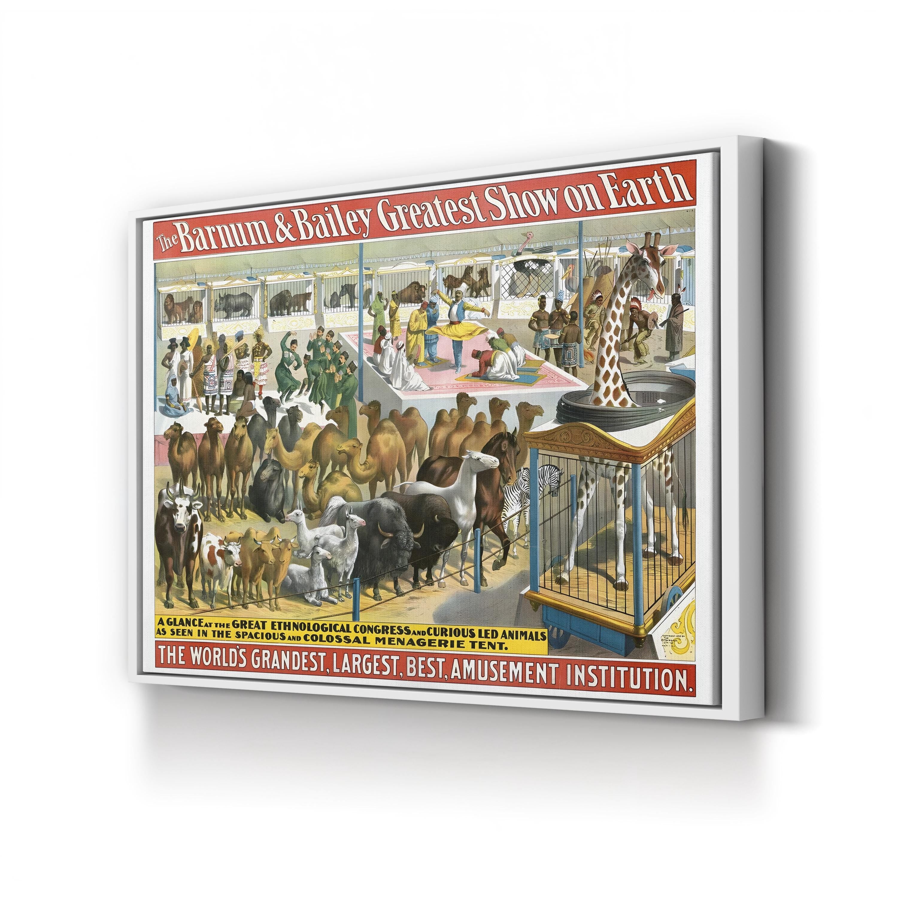 Vintage Barnum & Bailey Circus Poster of People and Animals, 1895 Wall Art