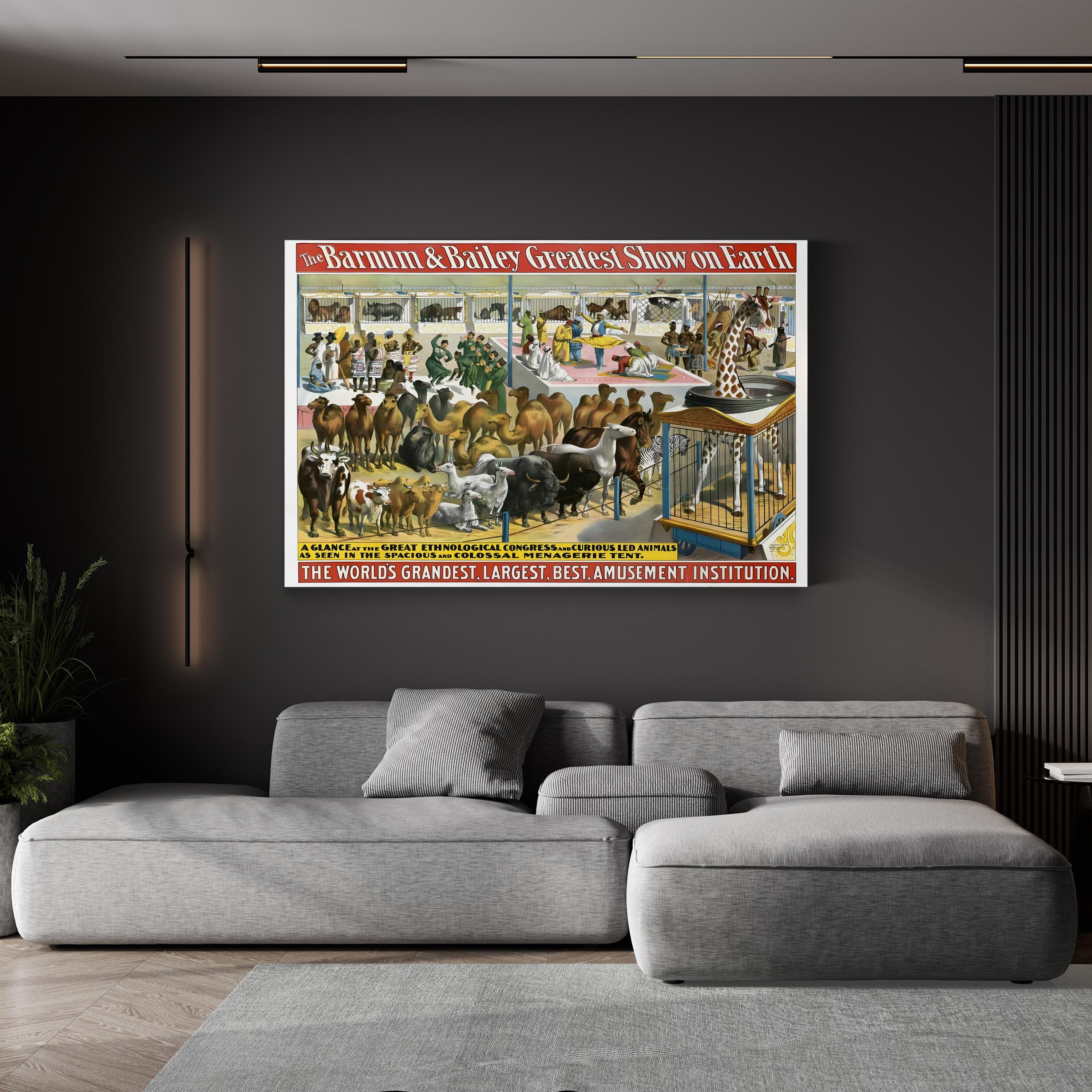 Vintage Barnum & Bailey Circus Poster of People and Animals, 1895 Wall Art