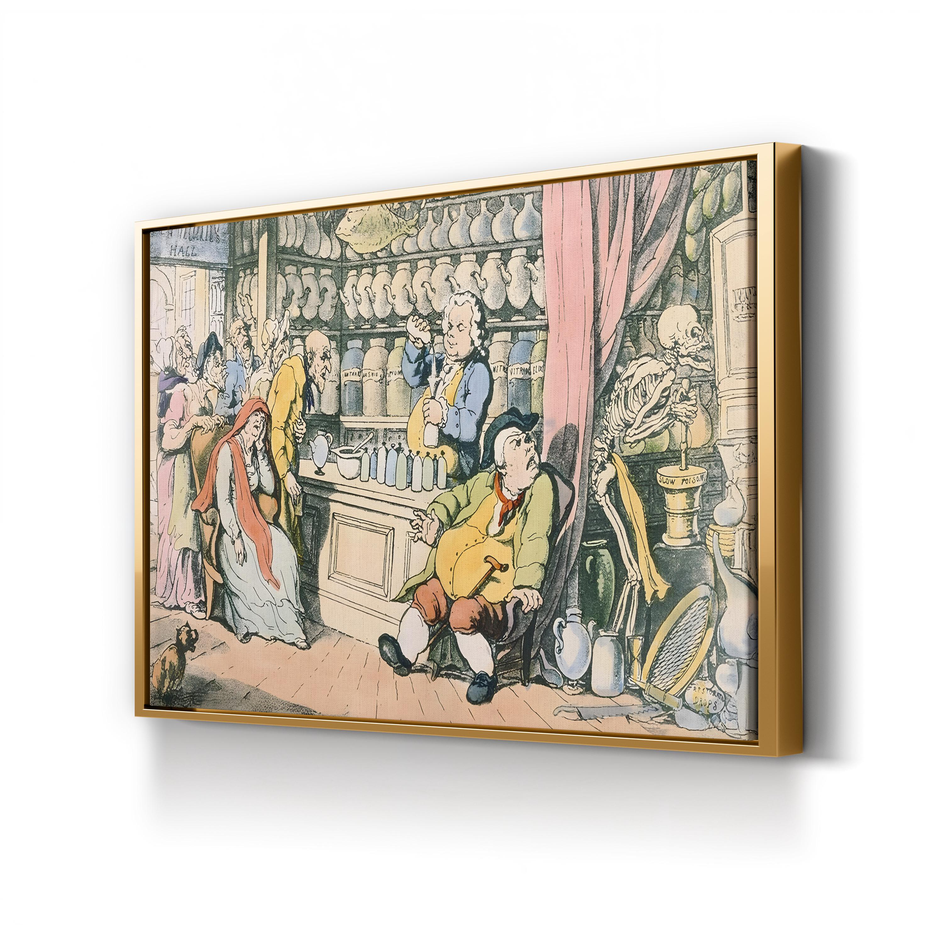 Antique Pub Scene Canvas Art Print: 18th Century Tavern Illustration