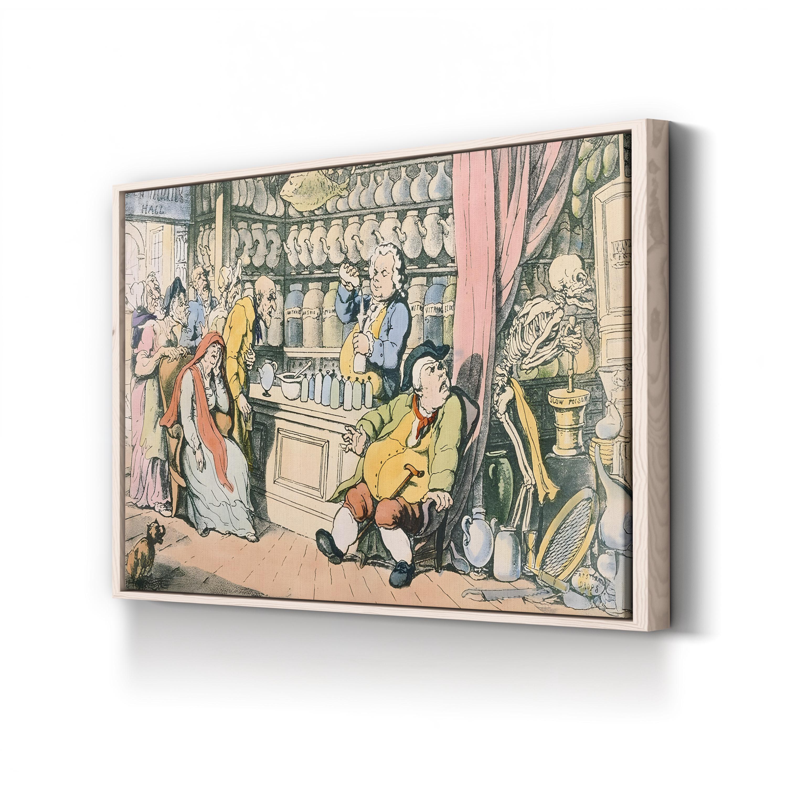 Antique Pub Scene Canvas Art Print: 18th Century Tavern Illustration