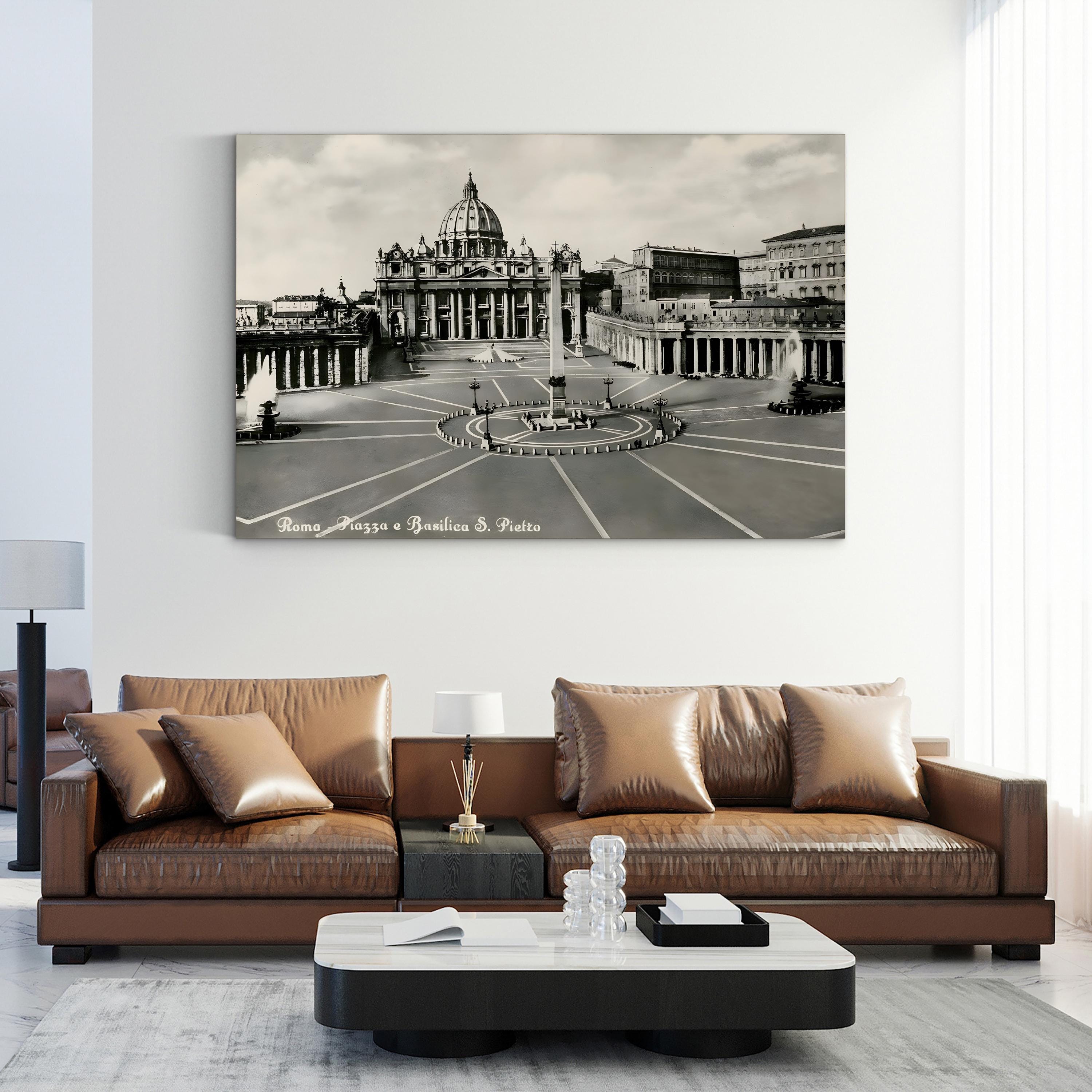 St. Peter’s Basilica, Vatican – Vintage Photography Wall Art | Black & White Canvas Print