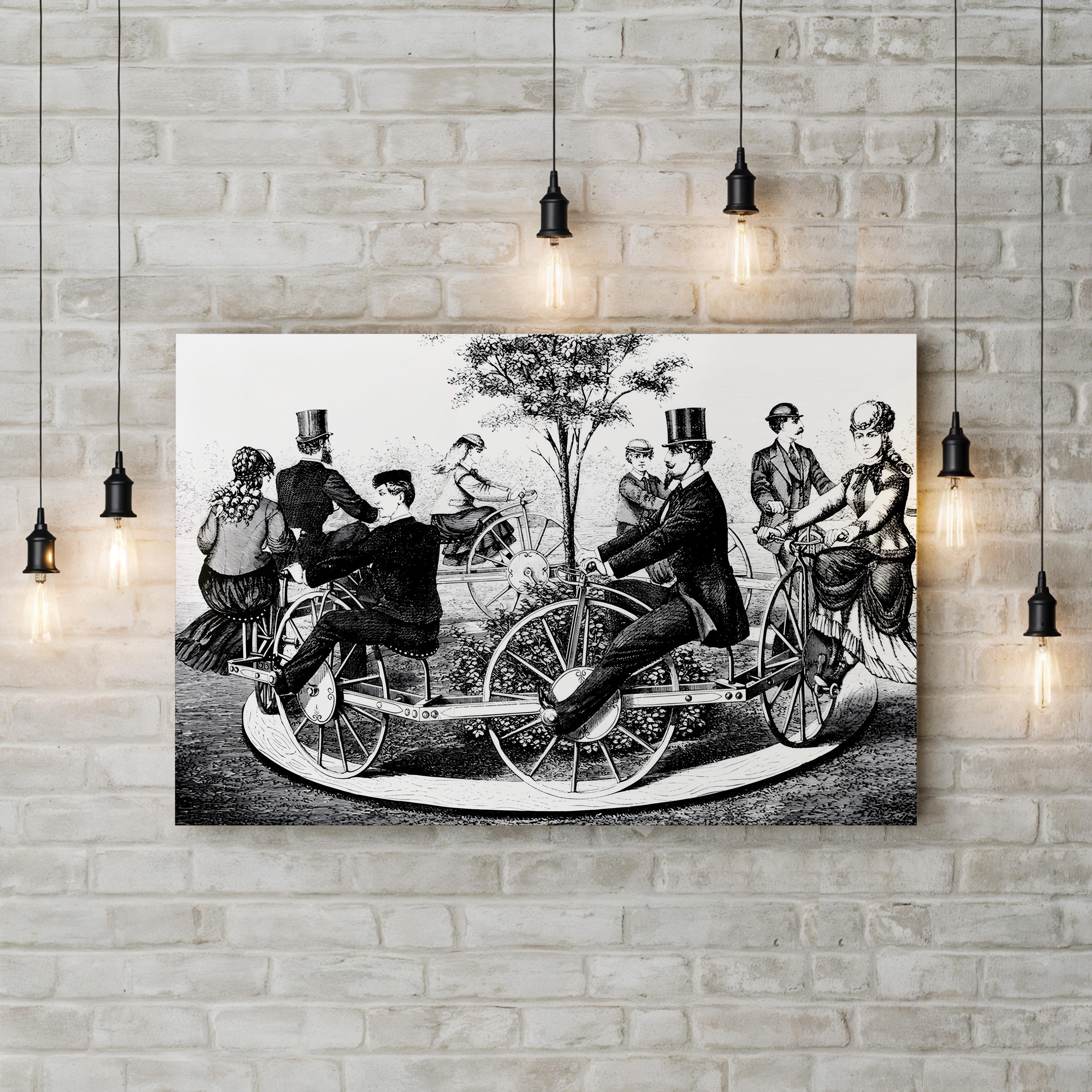 1869 Velocipede Bicycle – Period Illustration Wall Art | Antique Cycling Canvas Print