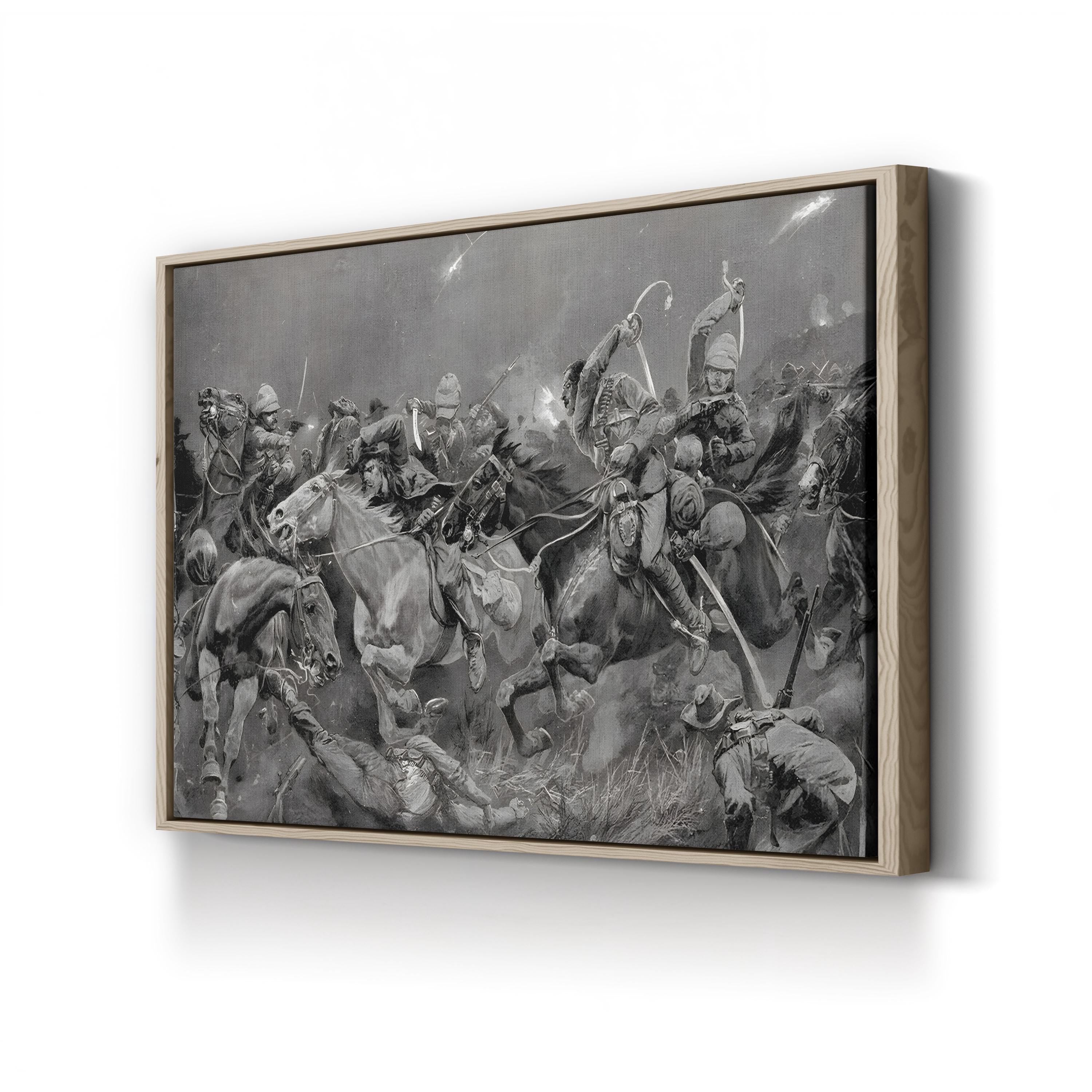 Royal Hussars Battle Charge, 1900 – Period Illustration Wall Art | Vintage Military Canvas Print