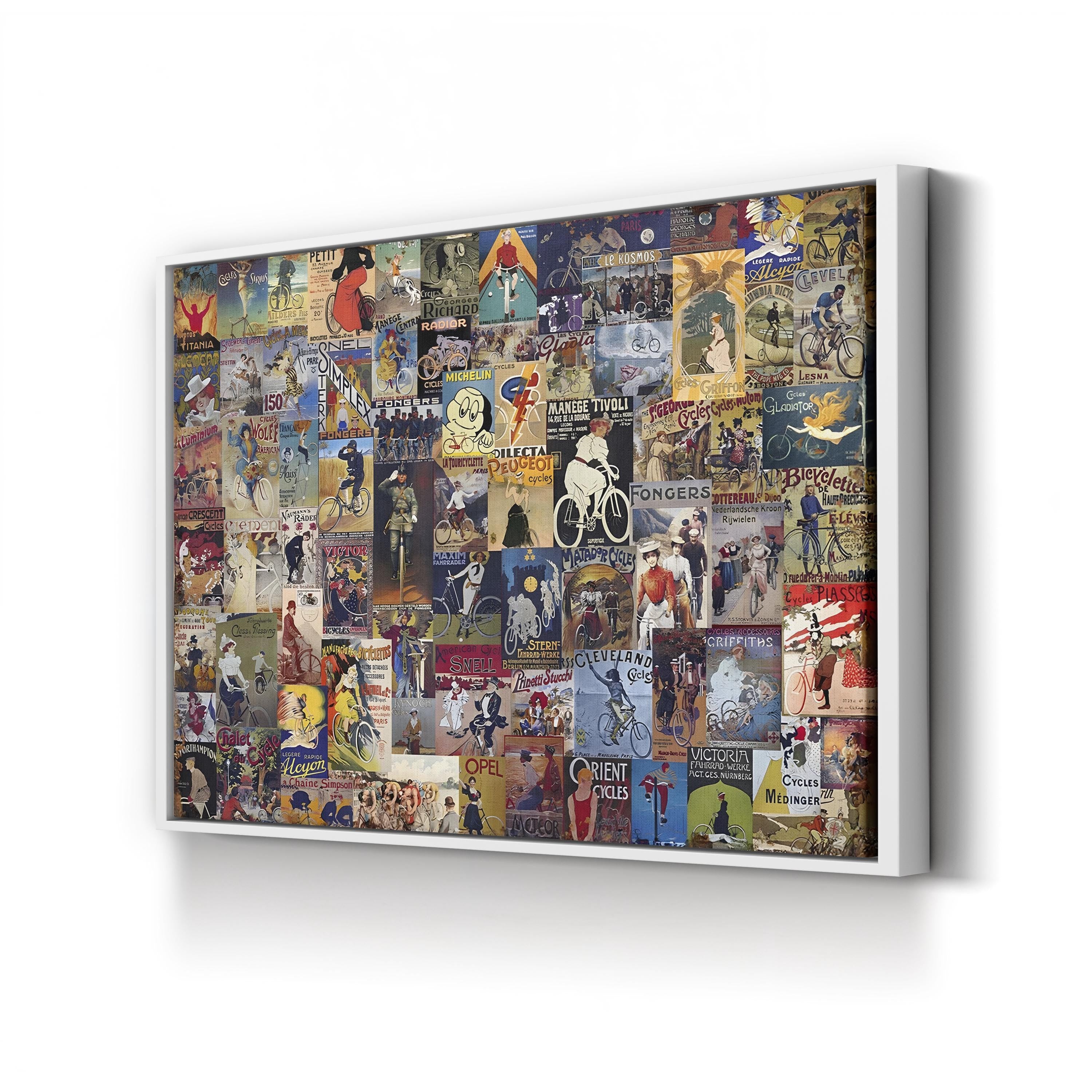 Vintage Bicycle Tour Canvas Print: 20th-Century Cycling Poster Collage