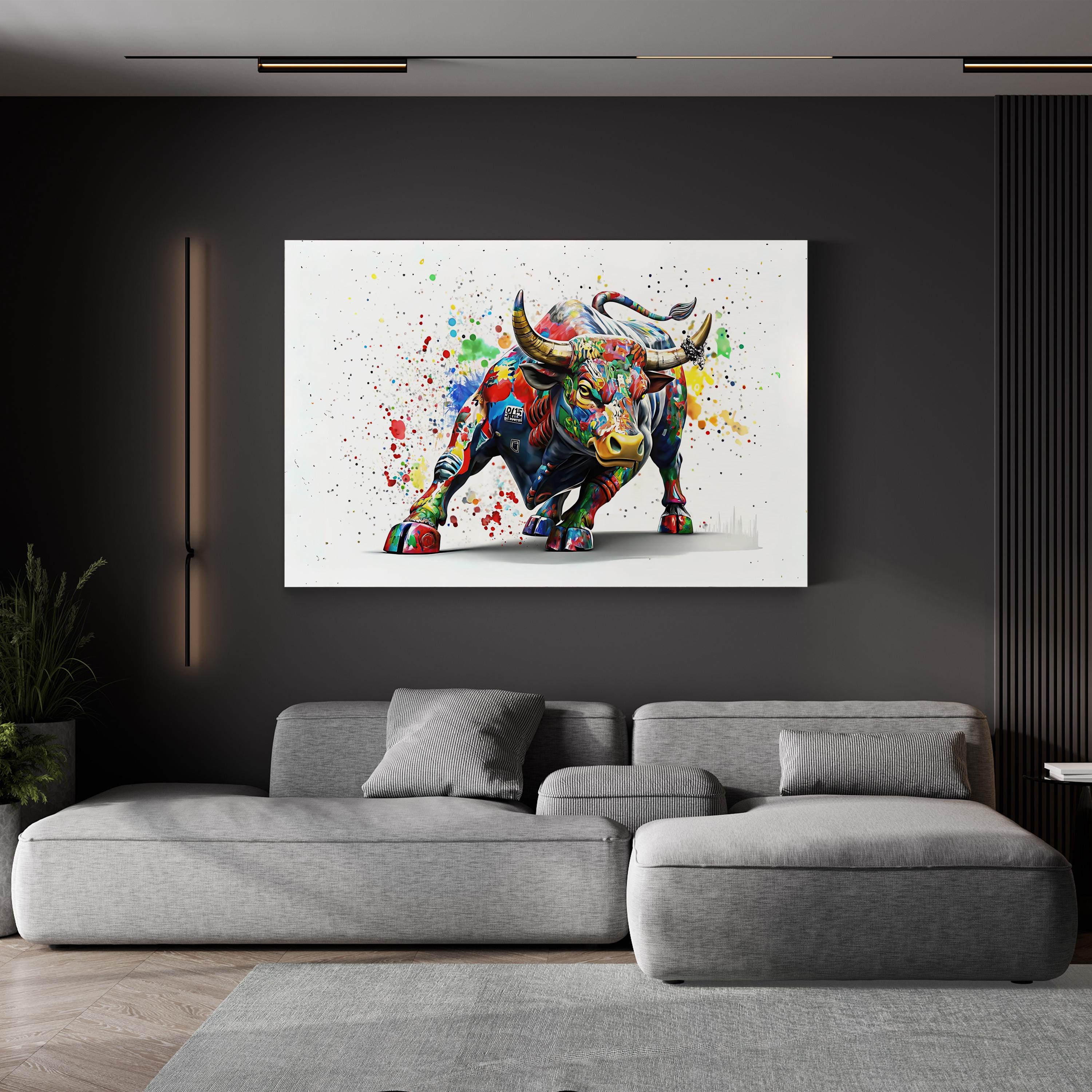A Power Colorful Bull Pop Art Canvas Print