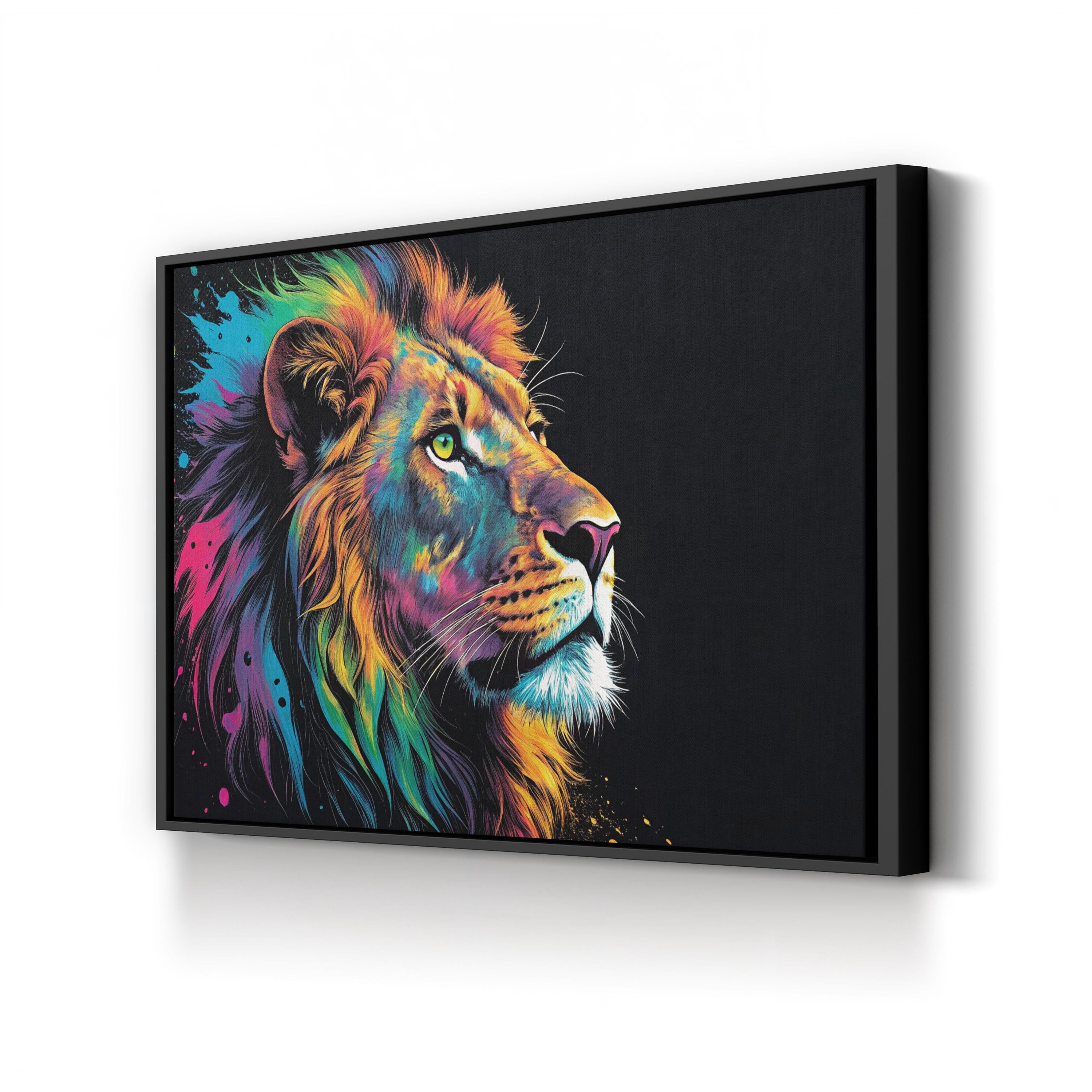 Lion Pop Art Canvas Wall Art | Contemporary Colorful Lion Portrait Print