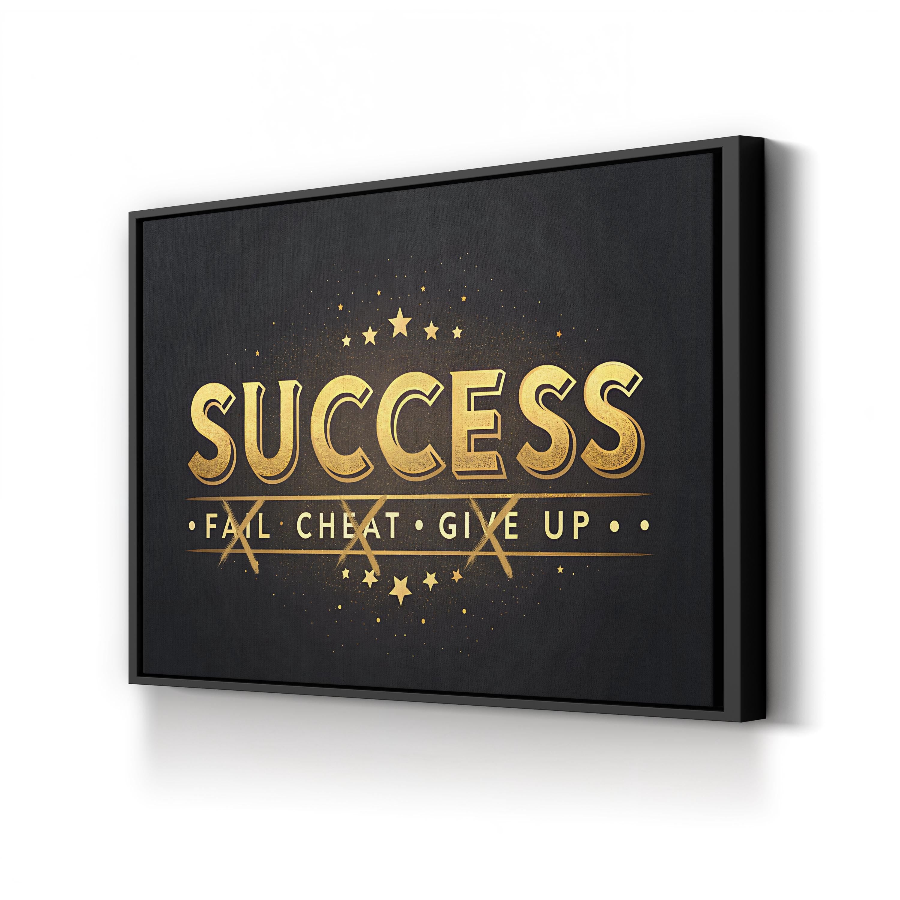 Success Motivational Canvas Wall Art | Modern Gold Typography Design
