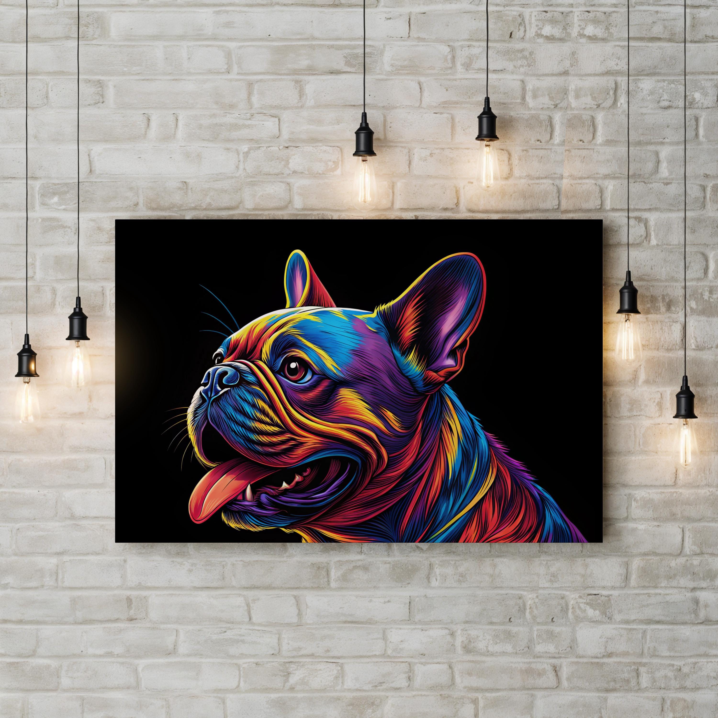French Bulldog Pop Art Canvas Print – Colorful Abstract Dog Portrait Wall Art