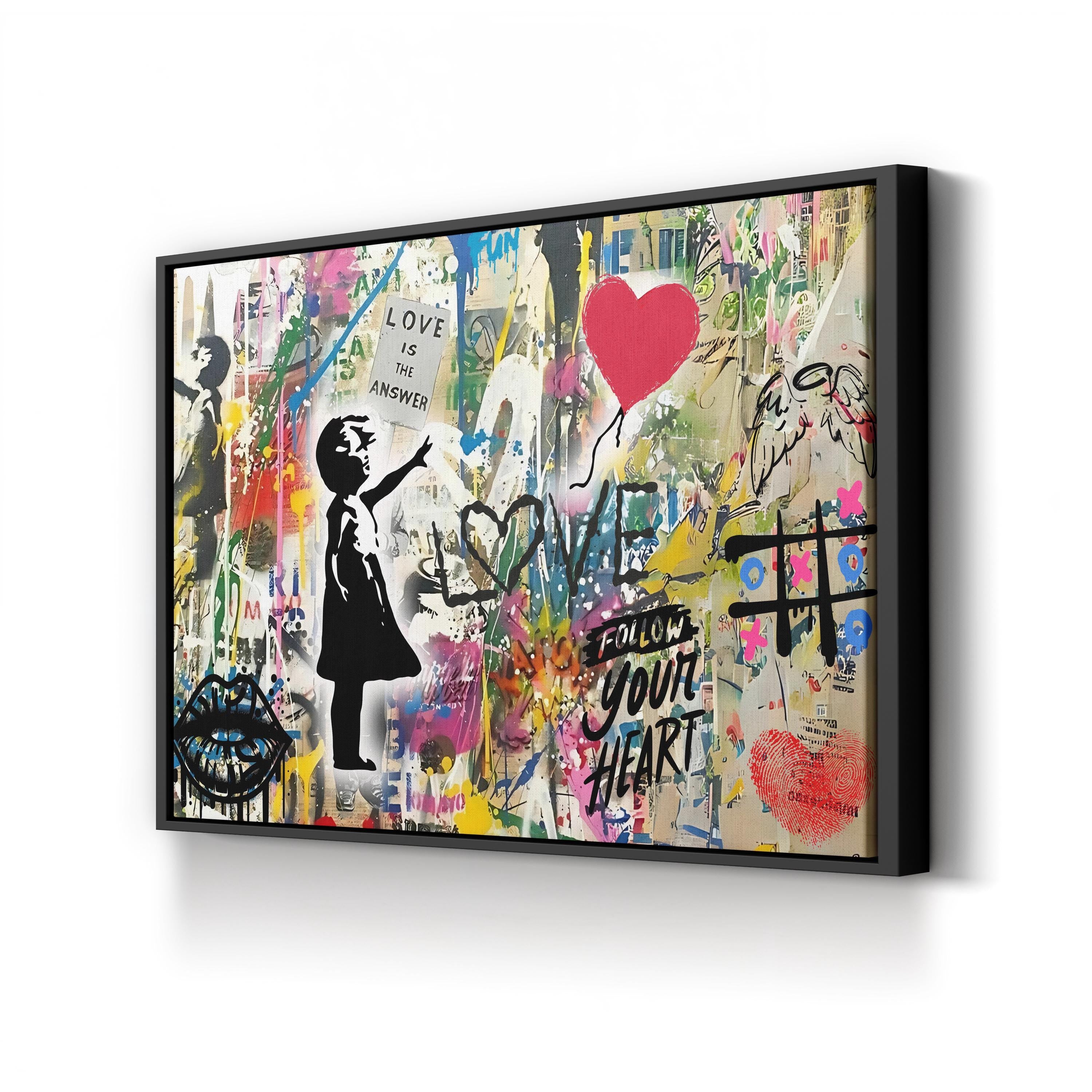 Banksy Style Girl with Balloon – Period Illustration Wall Art | Urban Graffiti Canvas Print