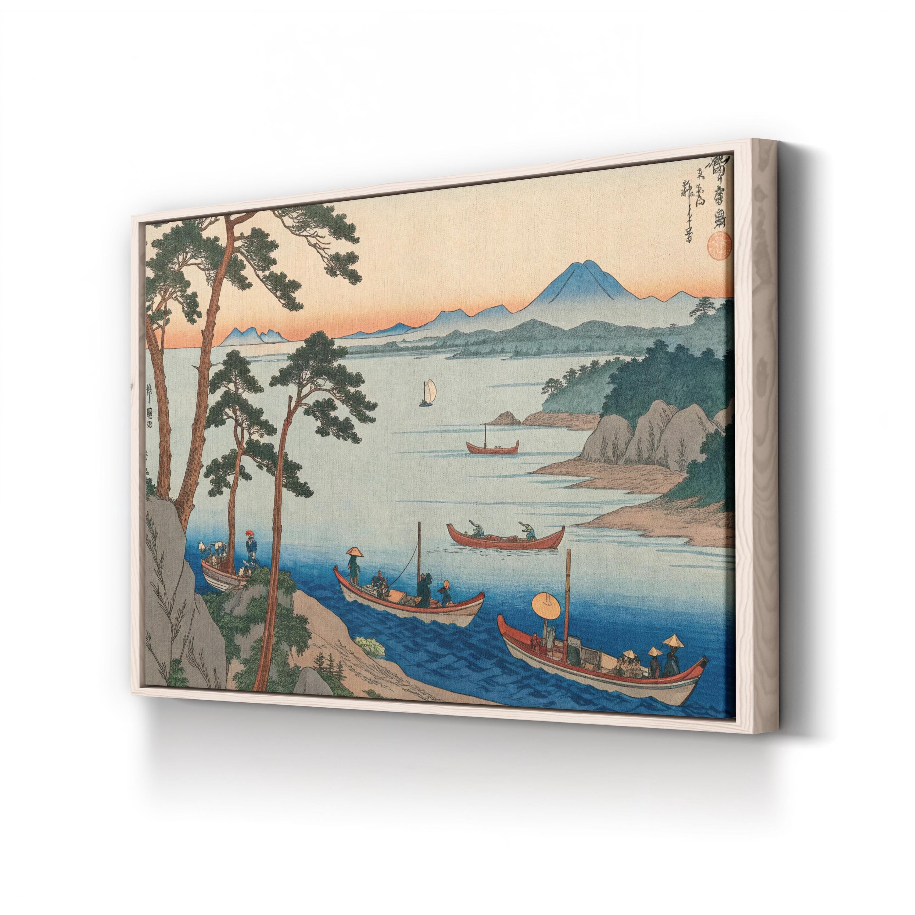 Ukiyo-e Japanese Landscape Canvas Art Print: Vintage Boat Scene