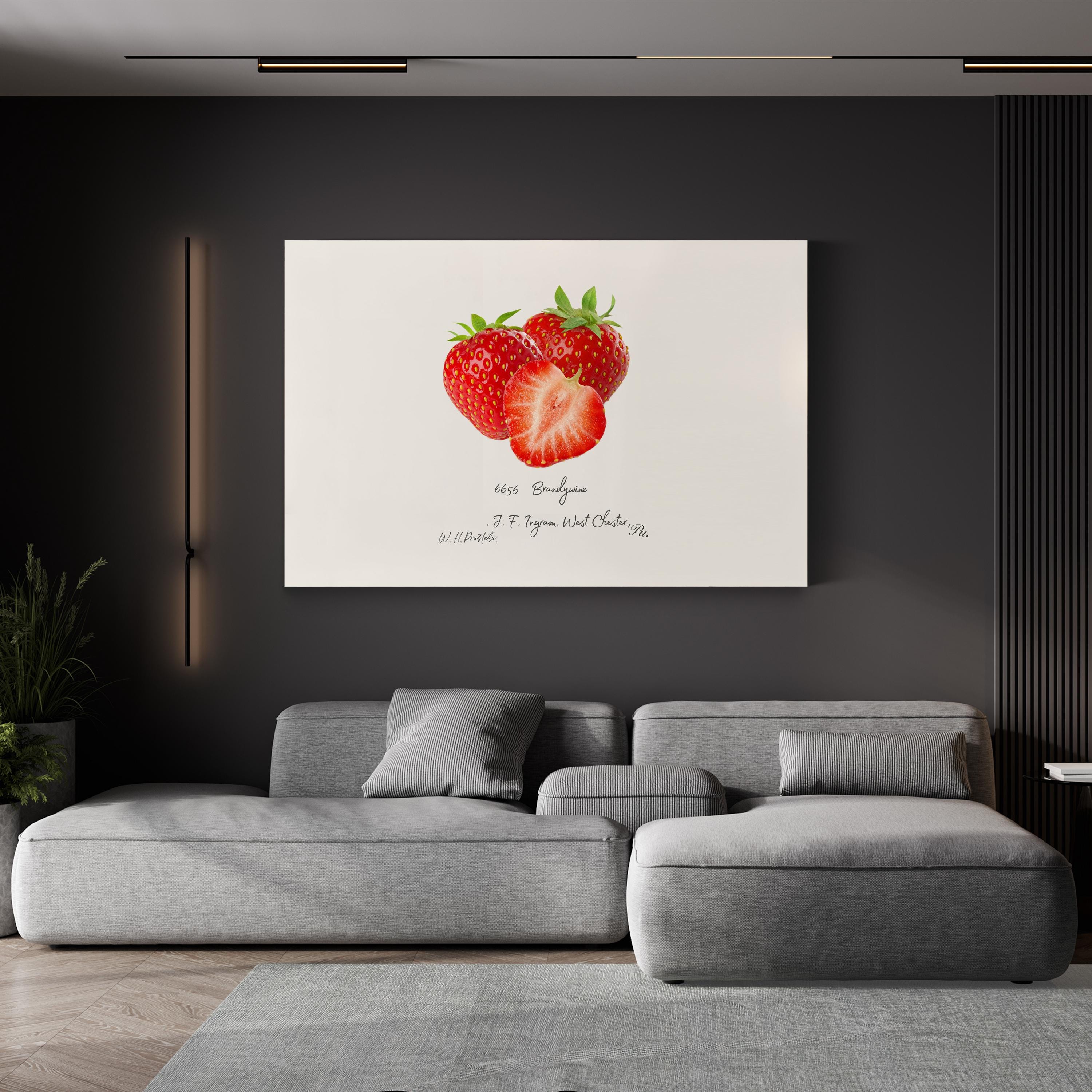 Strawberry Kitchen Wall Art – Vintage Botanical Fruit Illustration Canvas Print
