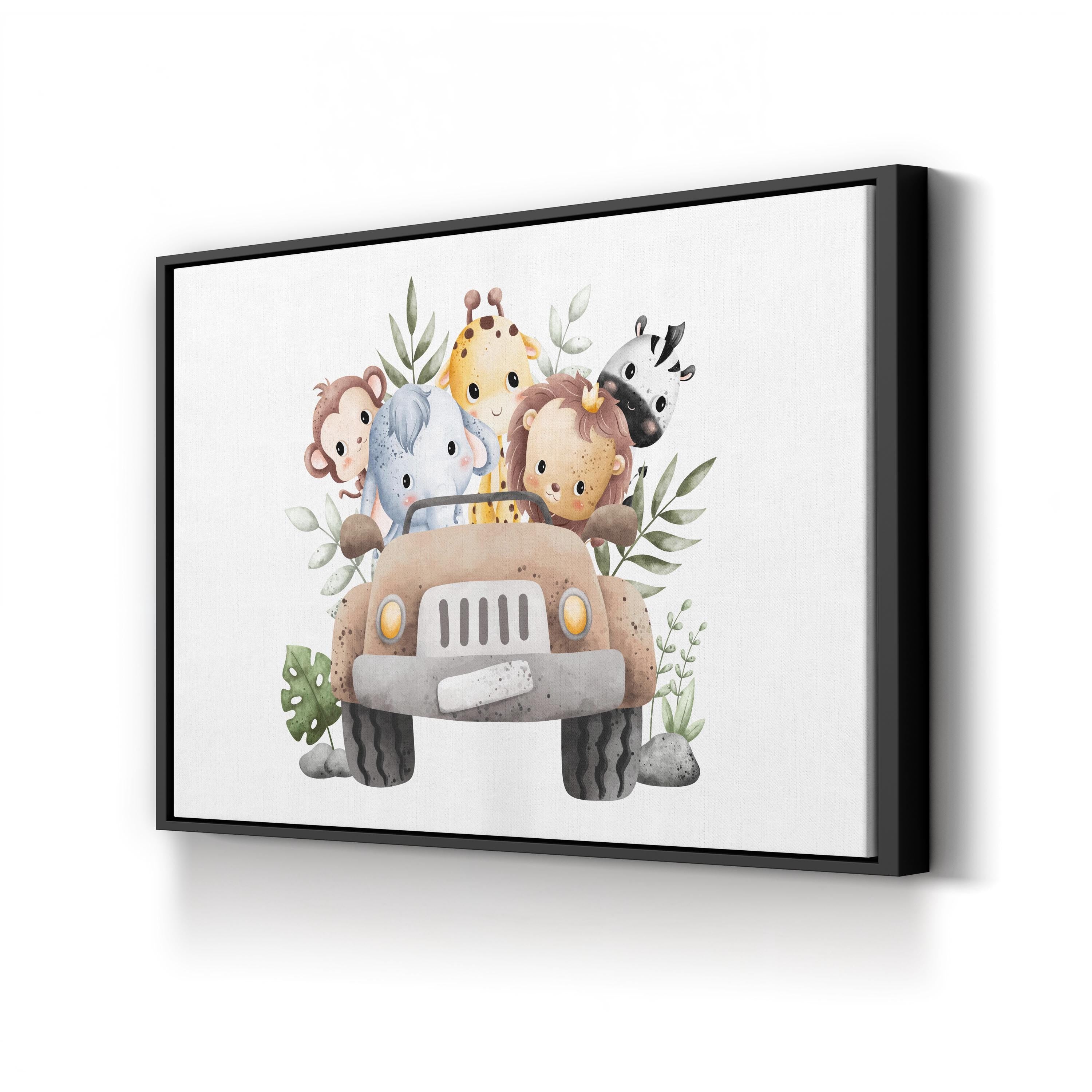 Nursery Jungle Animal Wall Art | Storybook Jungle Animals Baby Room Canvas Decor