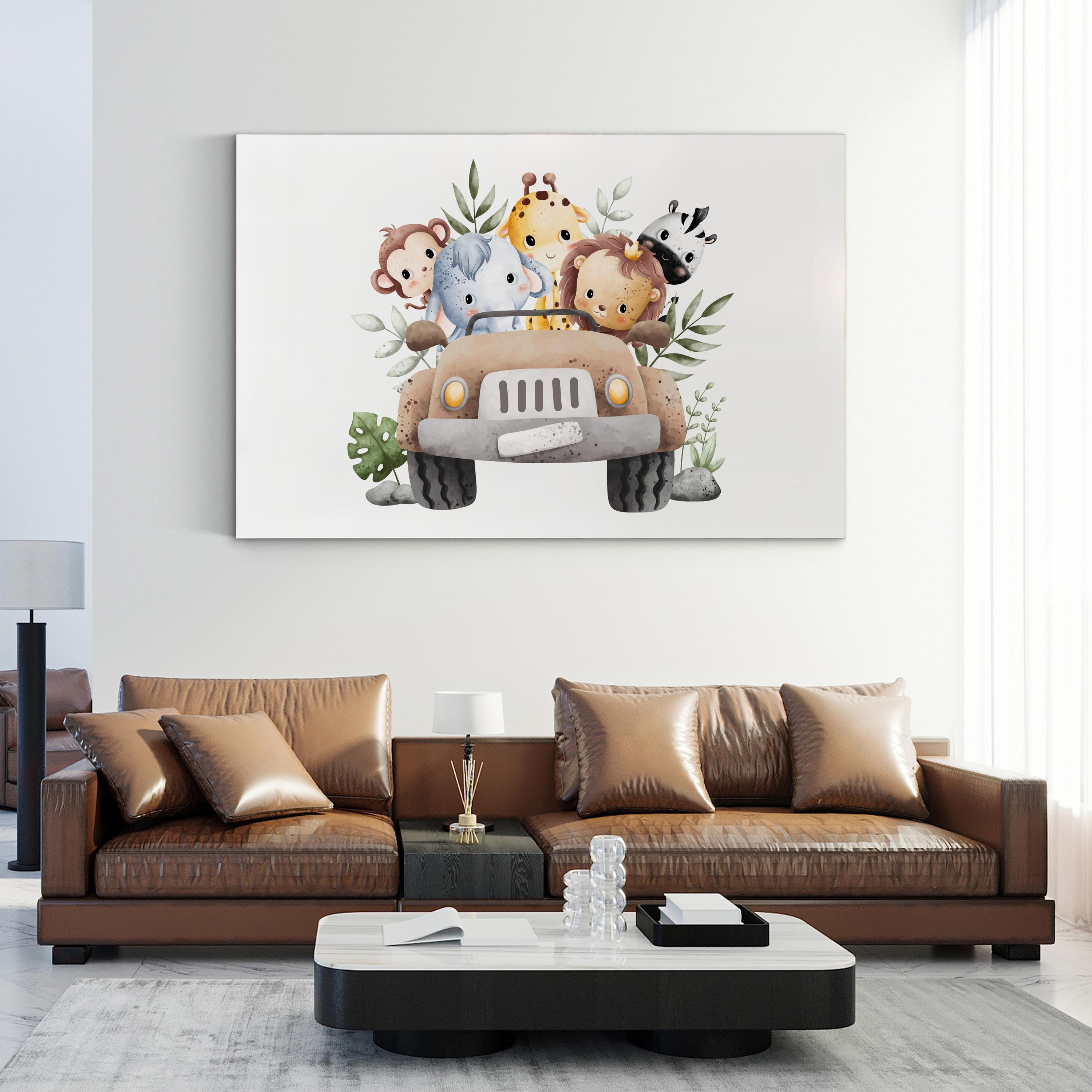 Nursery Jungle Animal Wall Art | Storybook Jungle Animals Baby Room Canvas Decor