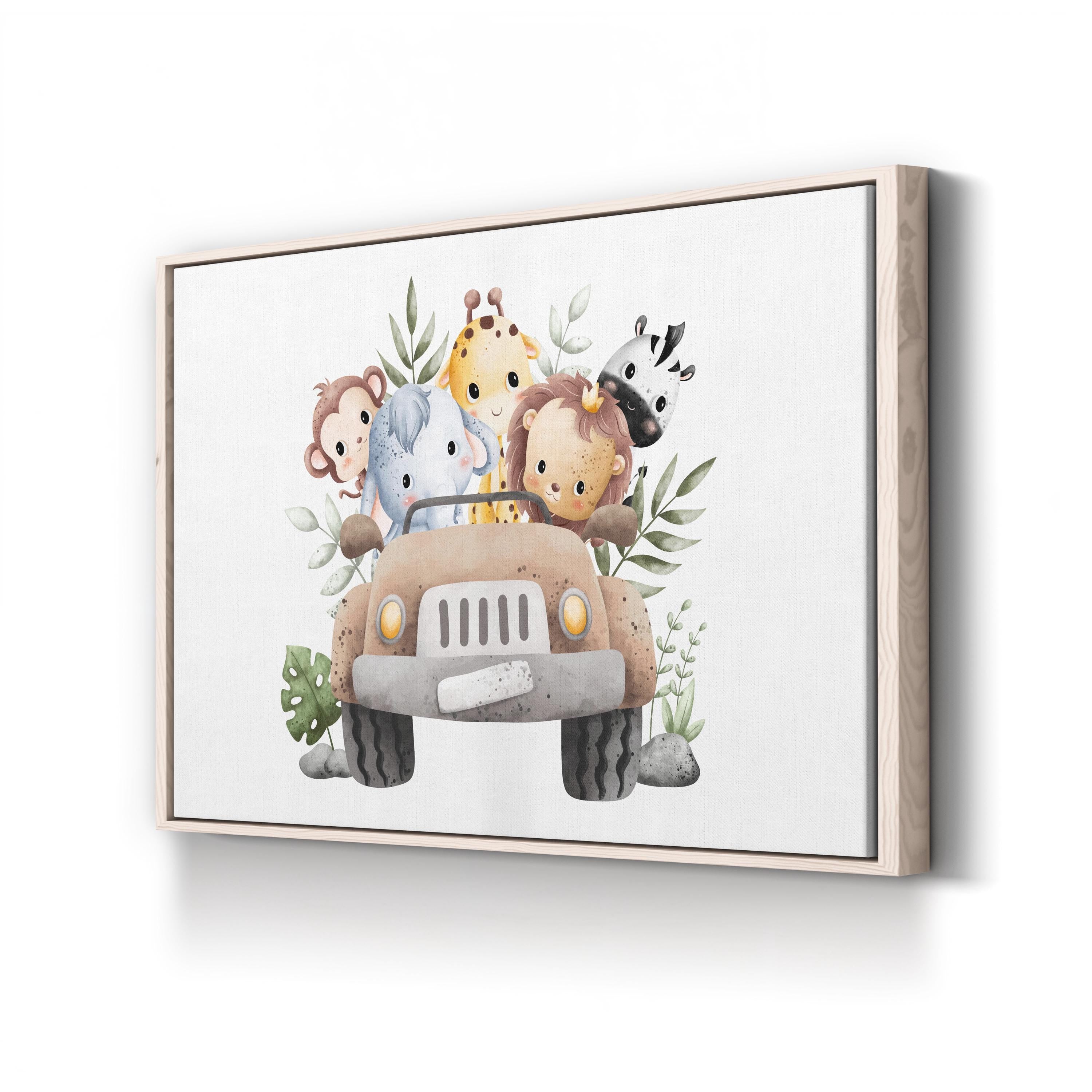 Nursery Jungle Animal Wall Art | Storybook Jungle Animals Baby Room Canvas Decor