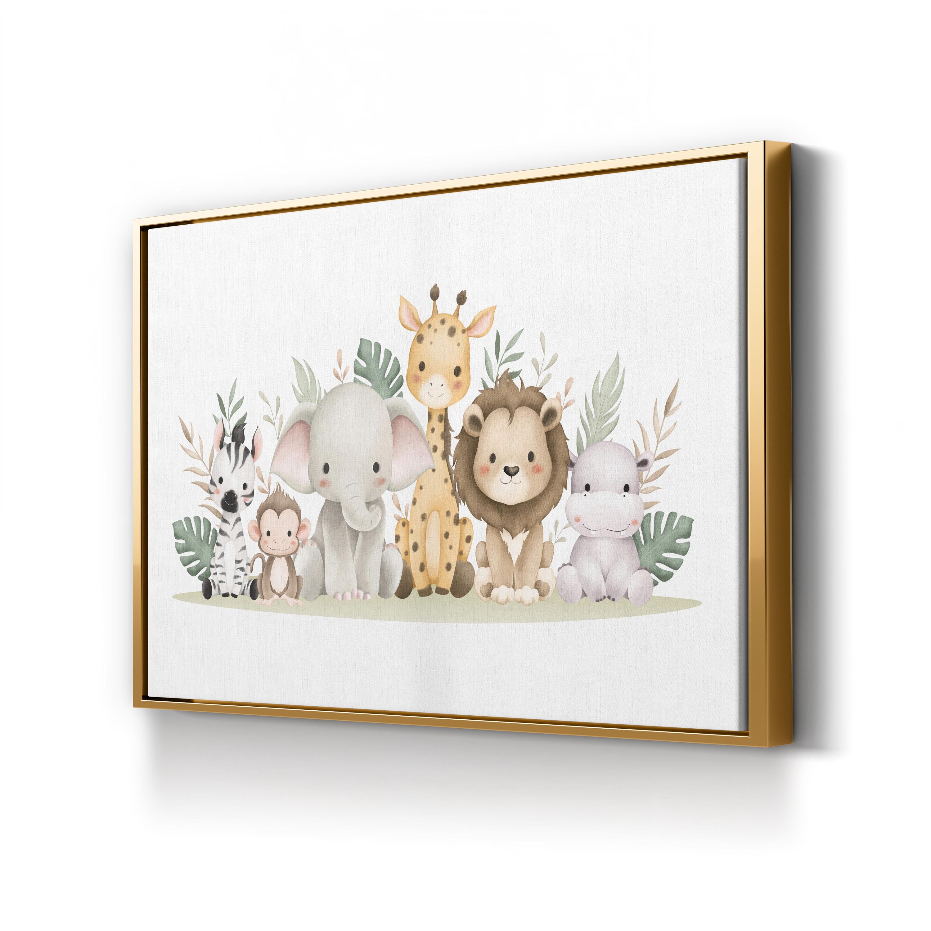 Safari Animal Nursery Canvas Print | Watercolor Jungle Illustration Wall Art