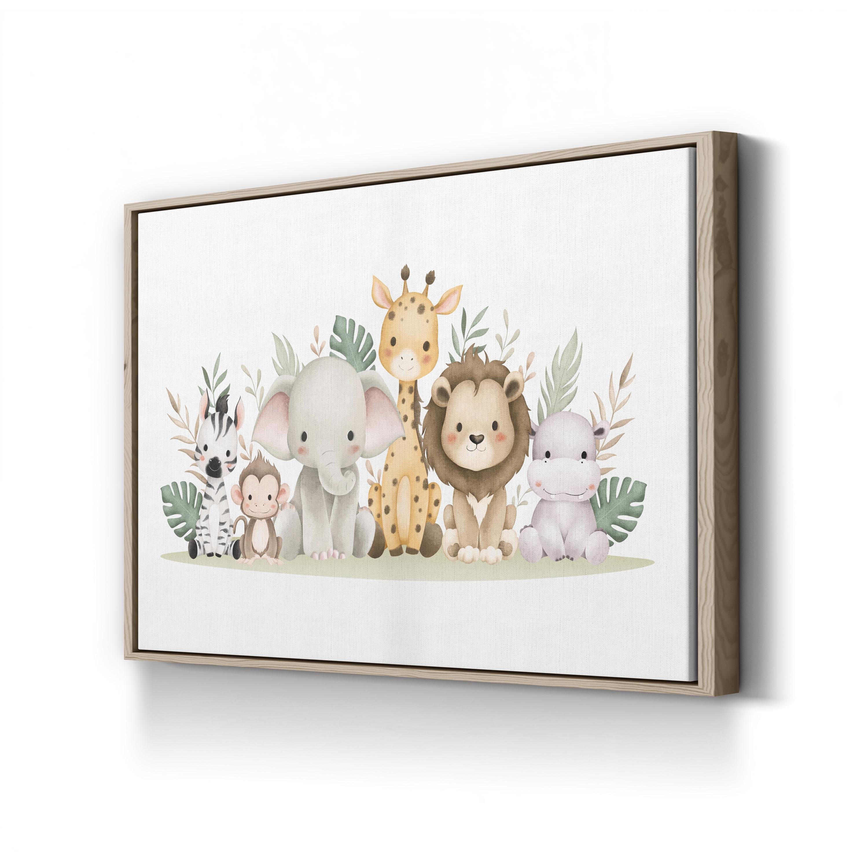 Safari Animal Nursery Canvas Print | Watercolor Jungle Illustration Wall Art