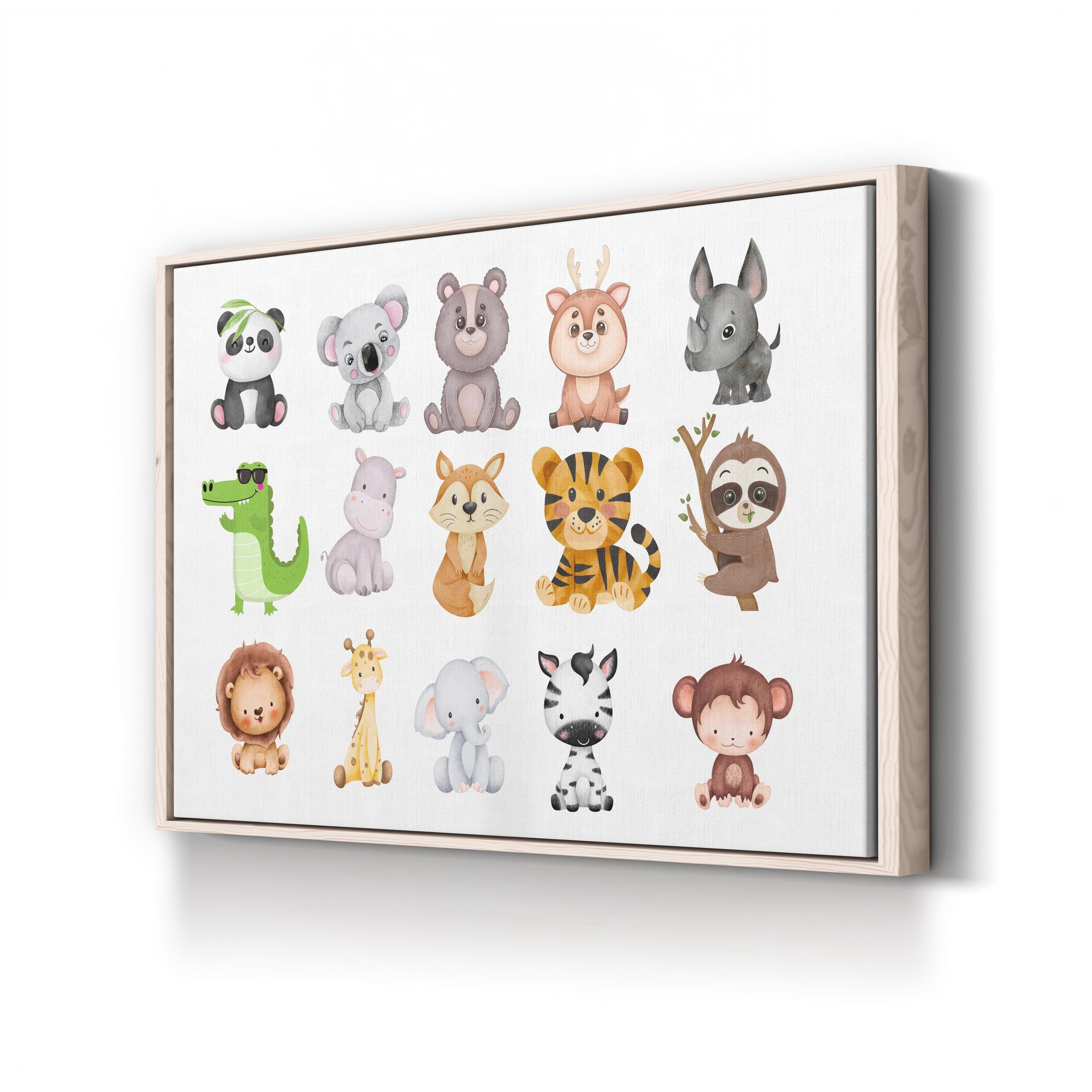 Safari Animal Canvas Wall Art | Jungle Nursery Illustration