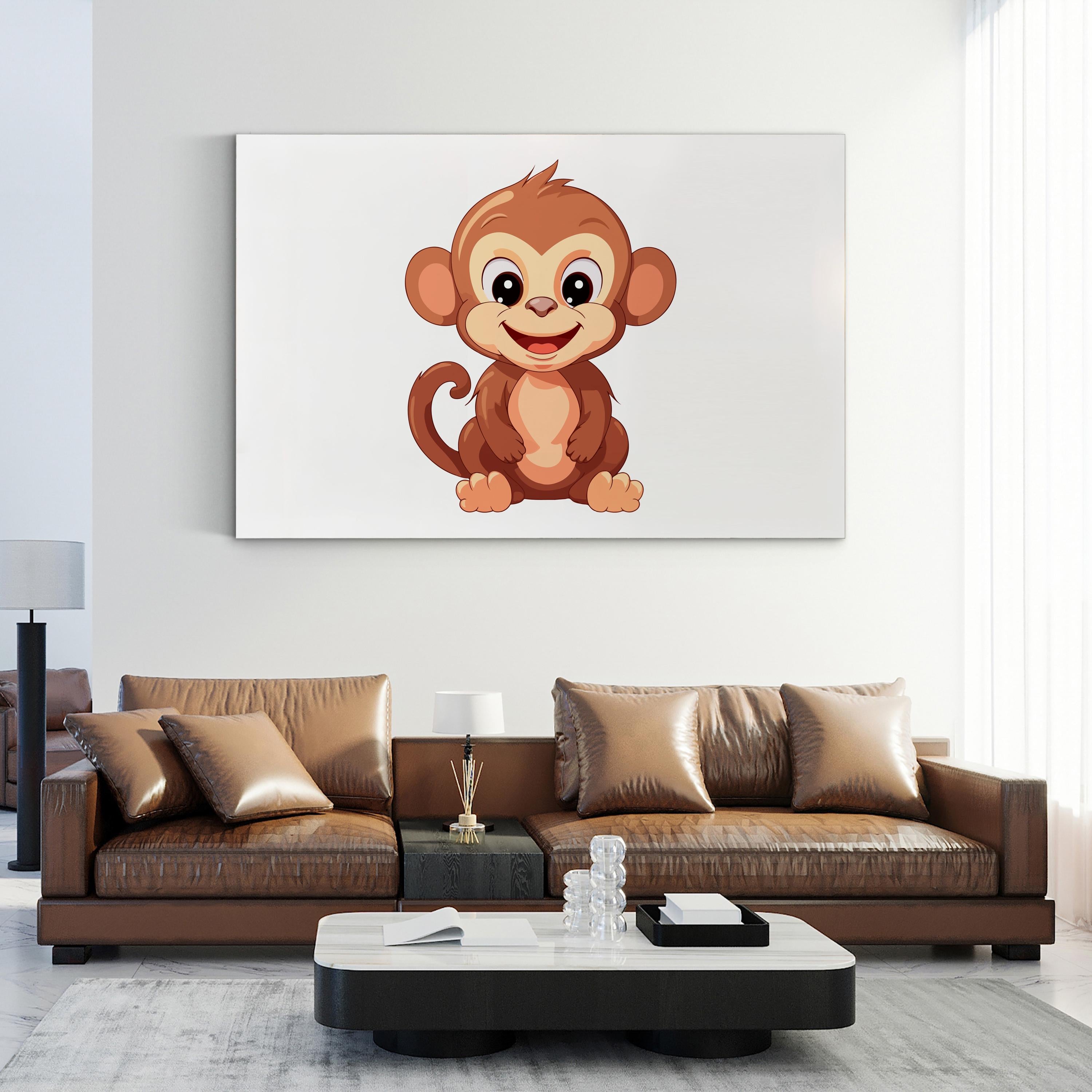 Jungle Animal Cute Monkey Illustration Pop Art Canvas