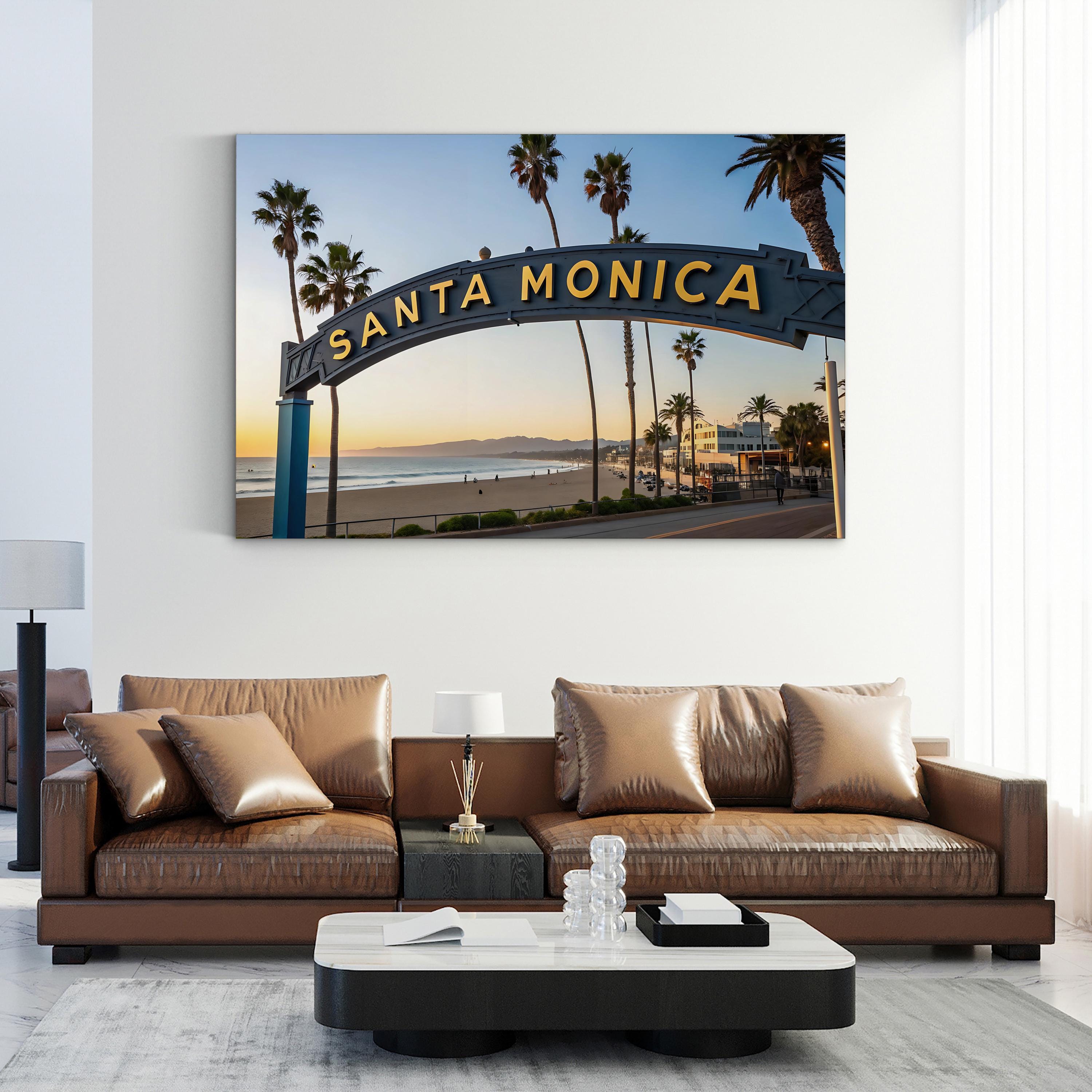 Santa Monica Pier Sign — California Coastal Wall Art Canvas Print