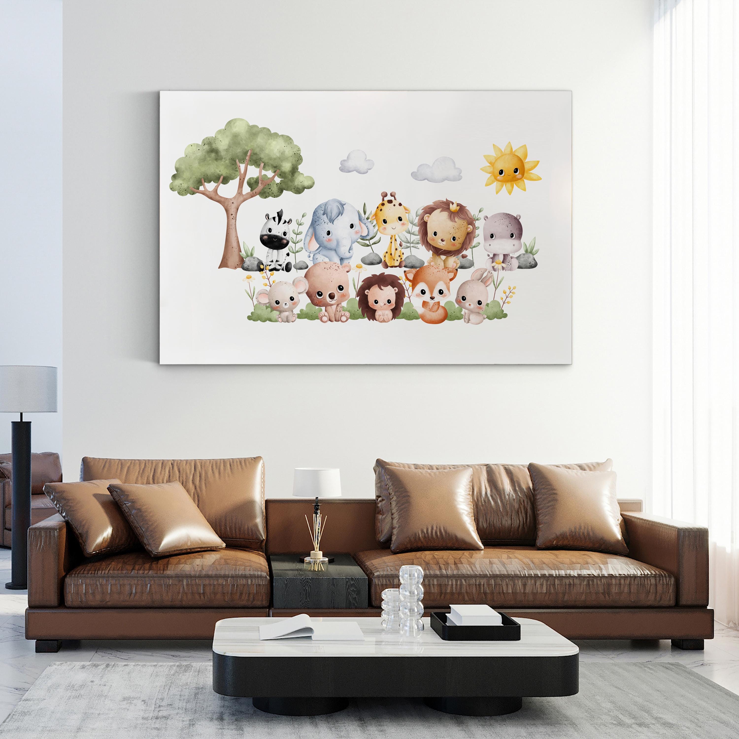 Watercolor Safari Animals – Period Illustration Wall Art | Nursery Canvas Print