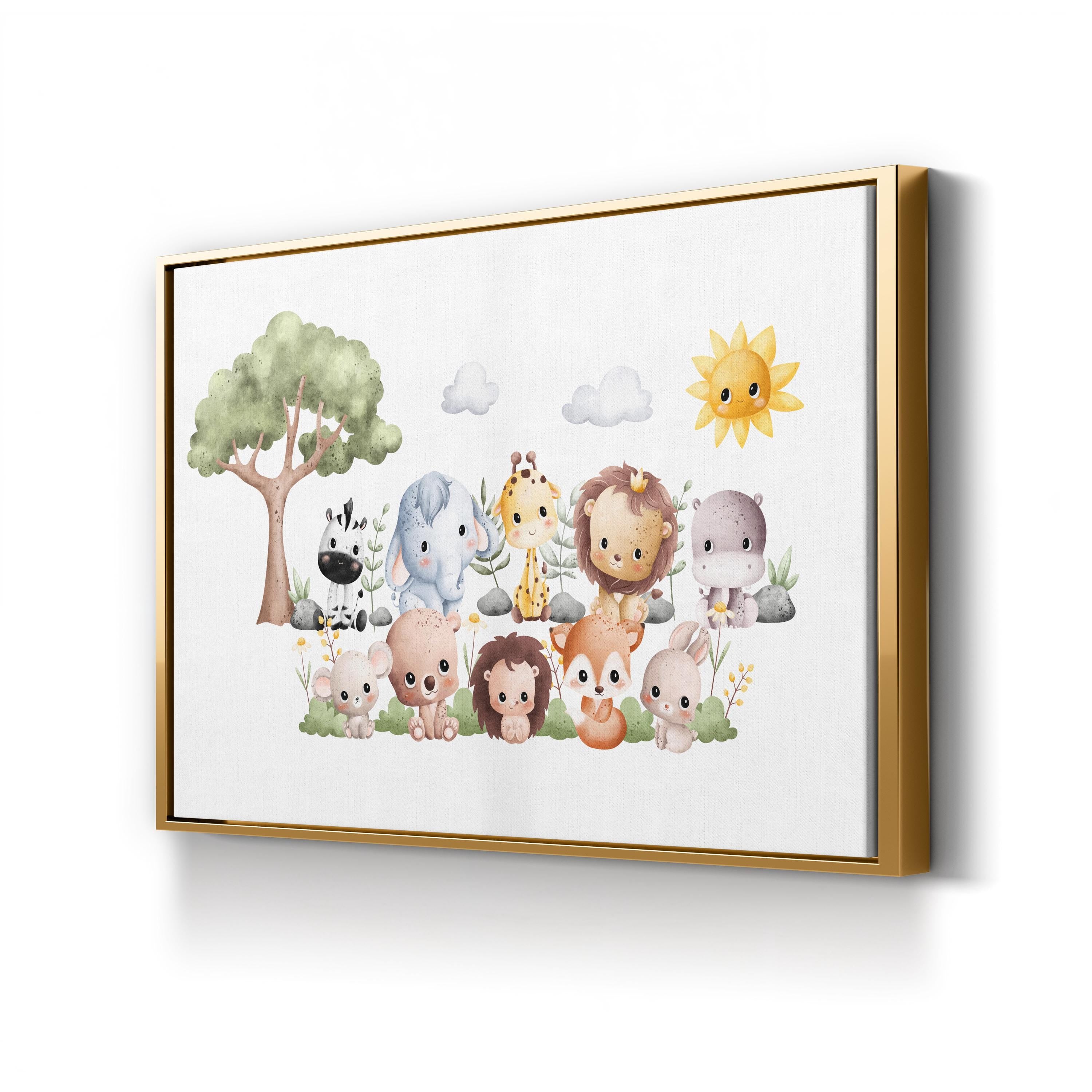 Watercolor Safari Animals – Period Illustration Wall Art | Nursery Canvas Print