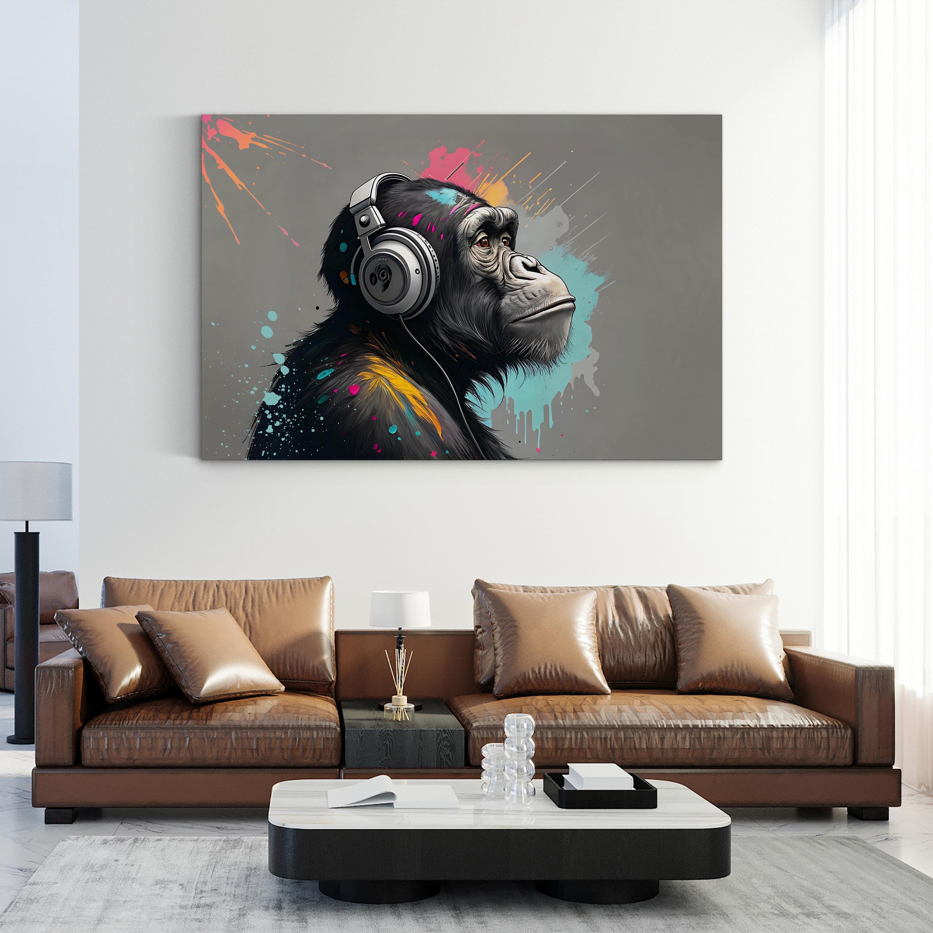 Gorilla with Headphones Wall Art