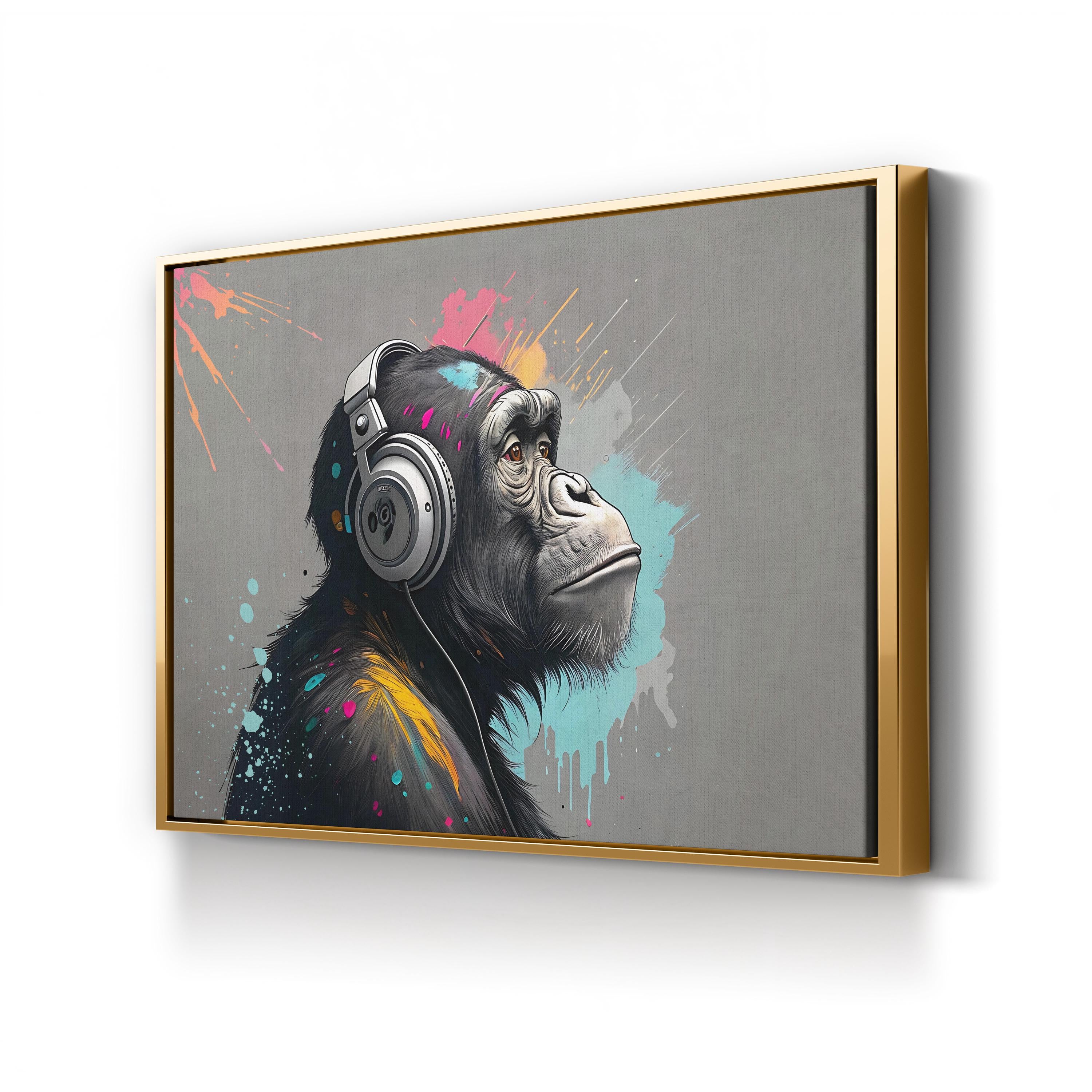 Gorilla with Headphones Wall Art