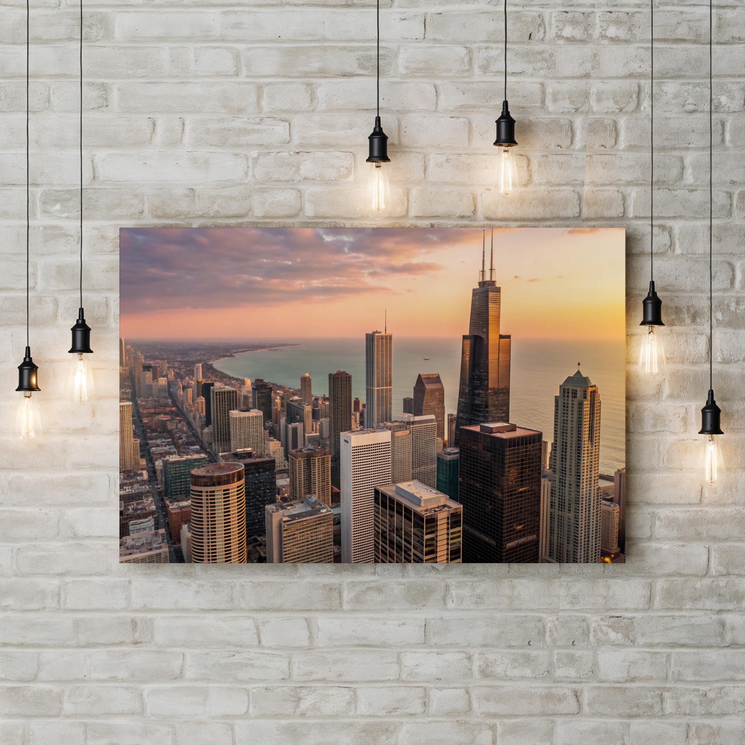 Chicago Skyline Aerial Cityscape Wall Art
