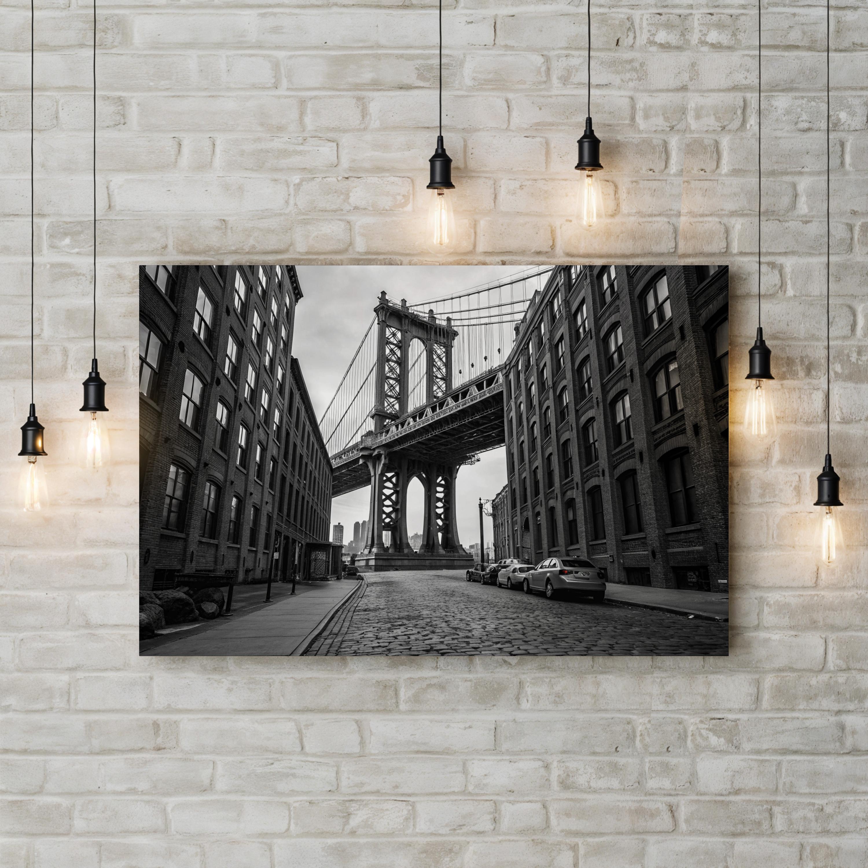 Black and White Brooklyn Bridge New York City Iconic Landmark Wall Art