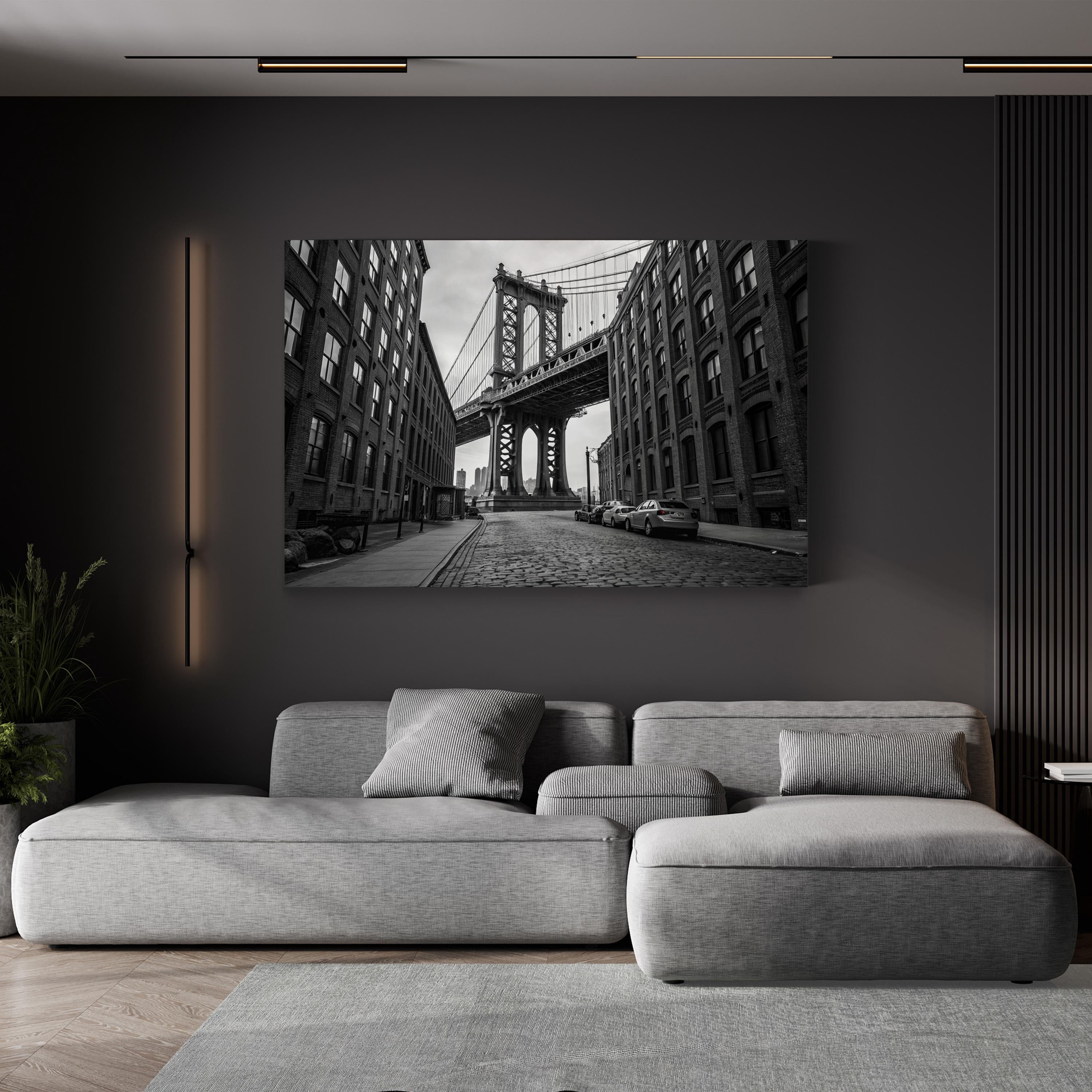 Black and White Brooklyn Bridge New York City Iconic Landmark Wall Art