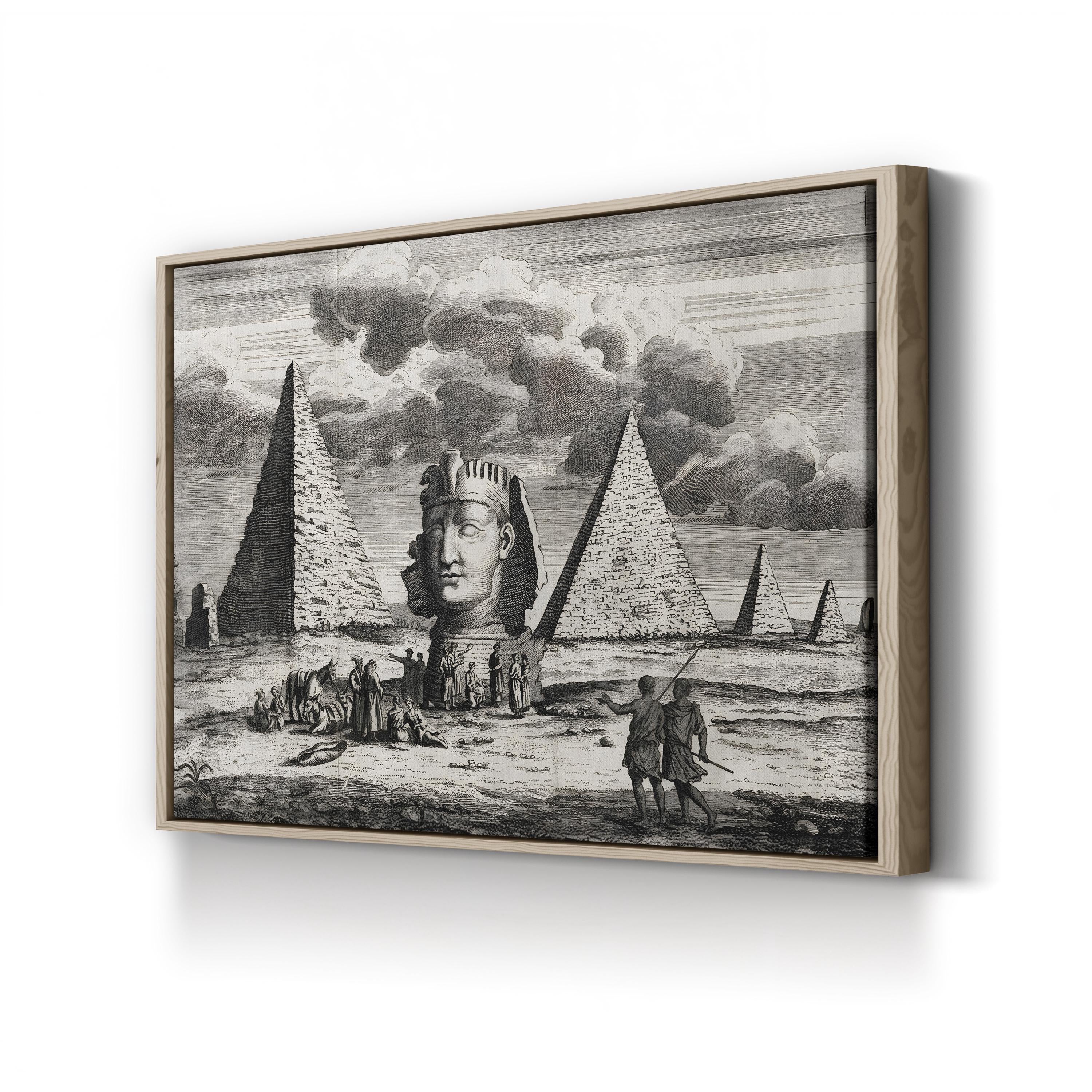 Giza Pyramids & Giza, Egypt: Pyramids and Sphinx, 18th Century Antique Engraving Wall Art | J. Clark, 1735Canvas Print: Vintage Egypt Illustration