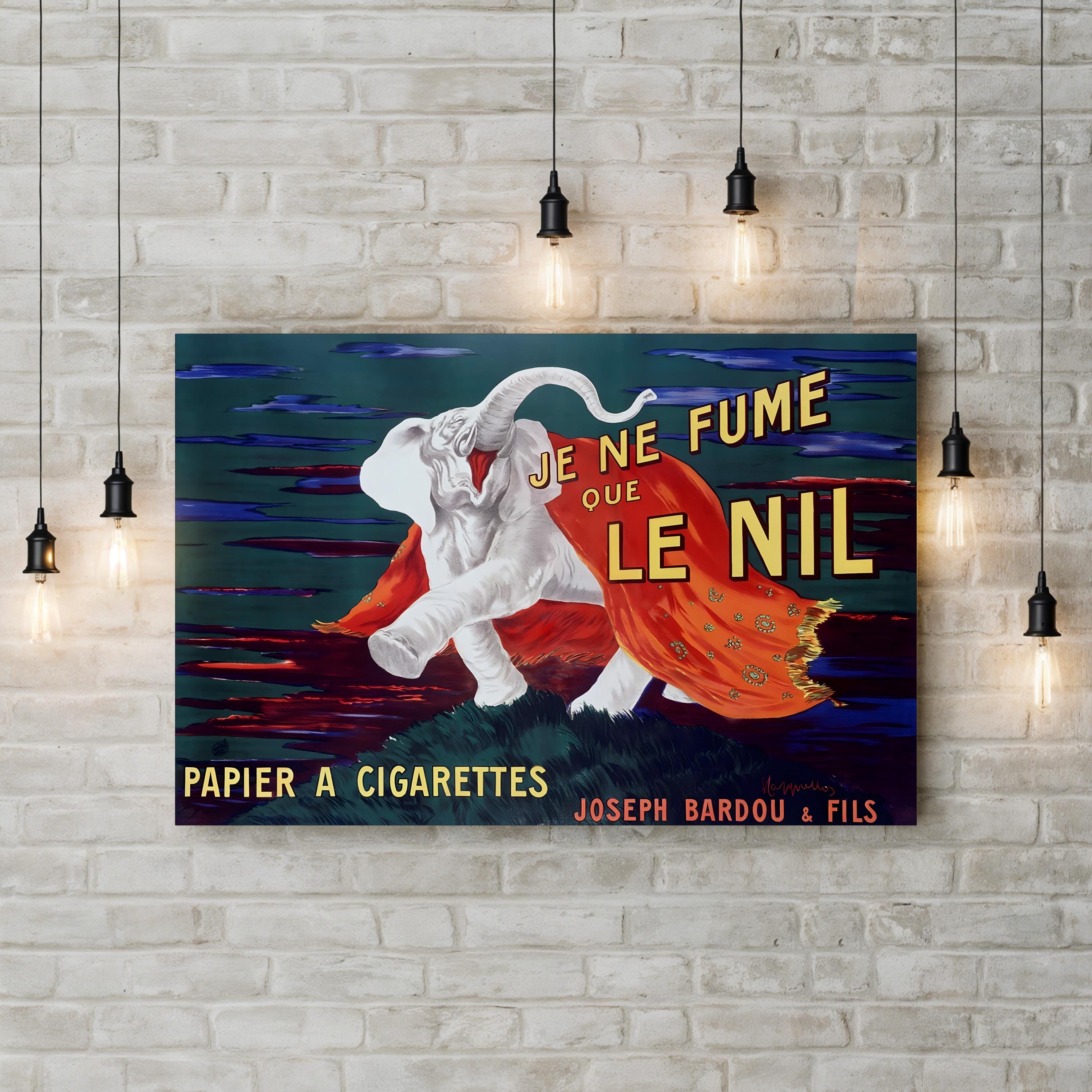 Vintage Circus Elephant “Je Ne Fume Le Nil” Advertising Poster Canvas Print