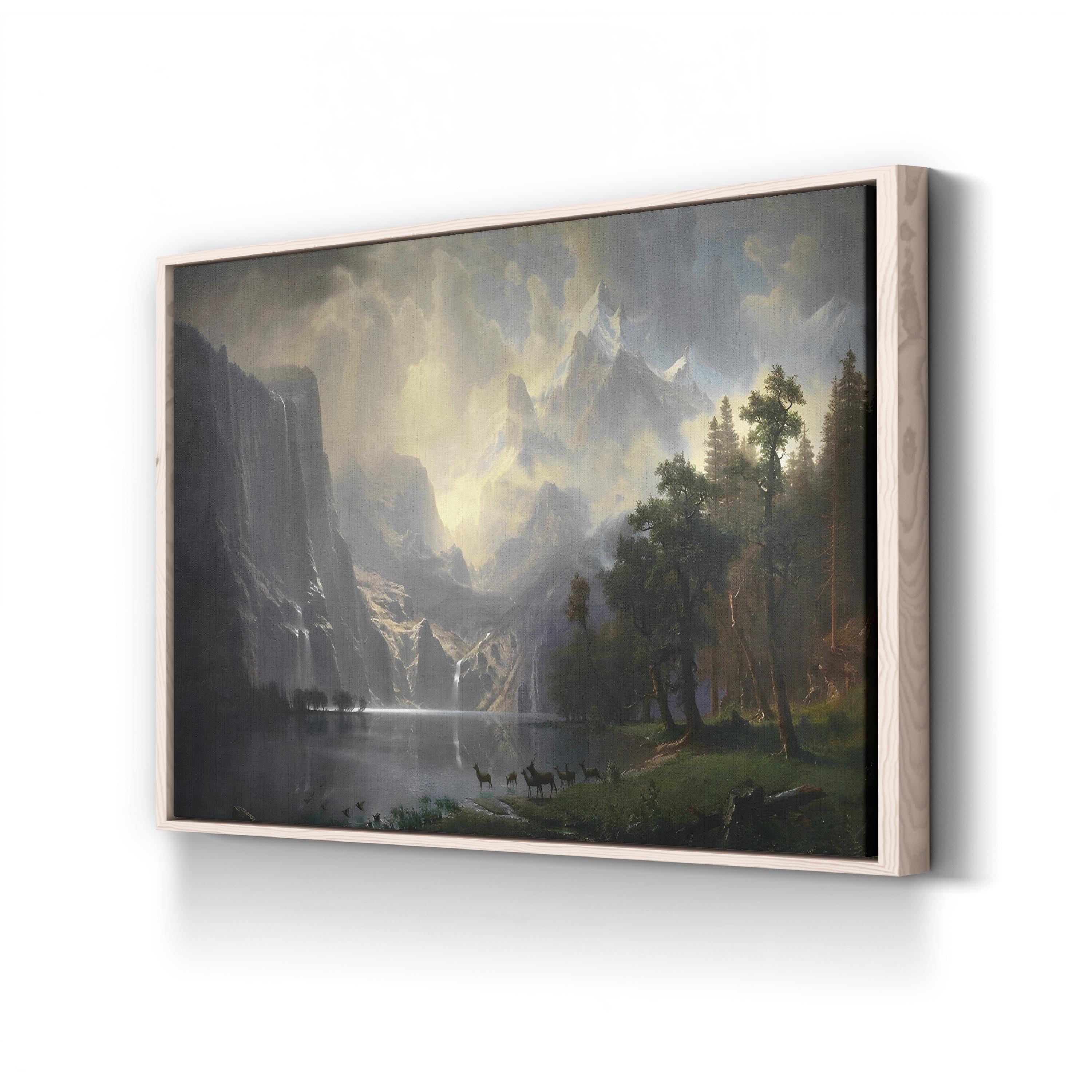 Among the Sierra Nevada, California Canvas Art – Albert Bierstadt Mountain Landscape