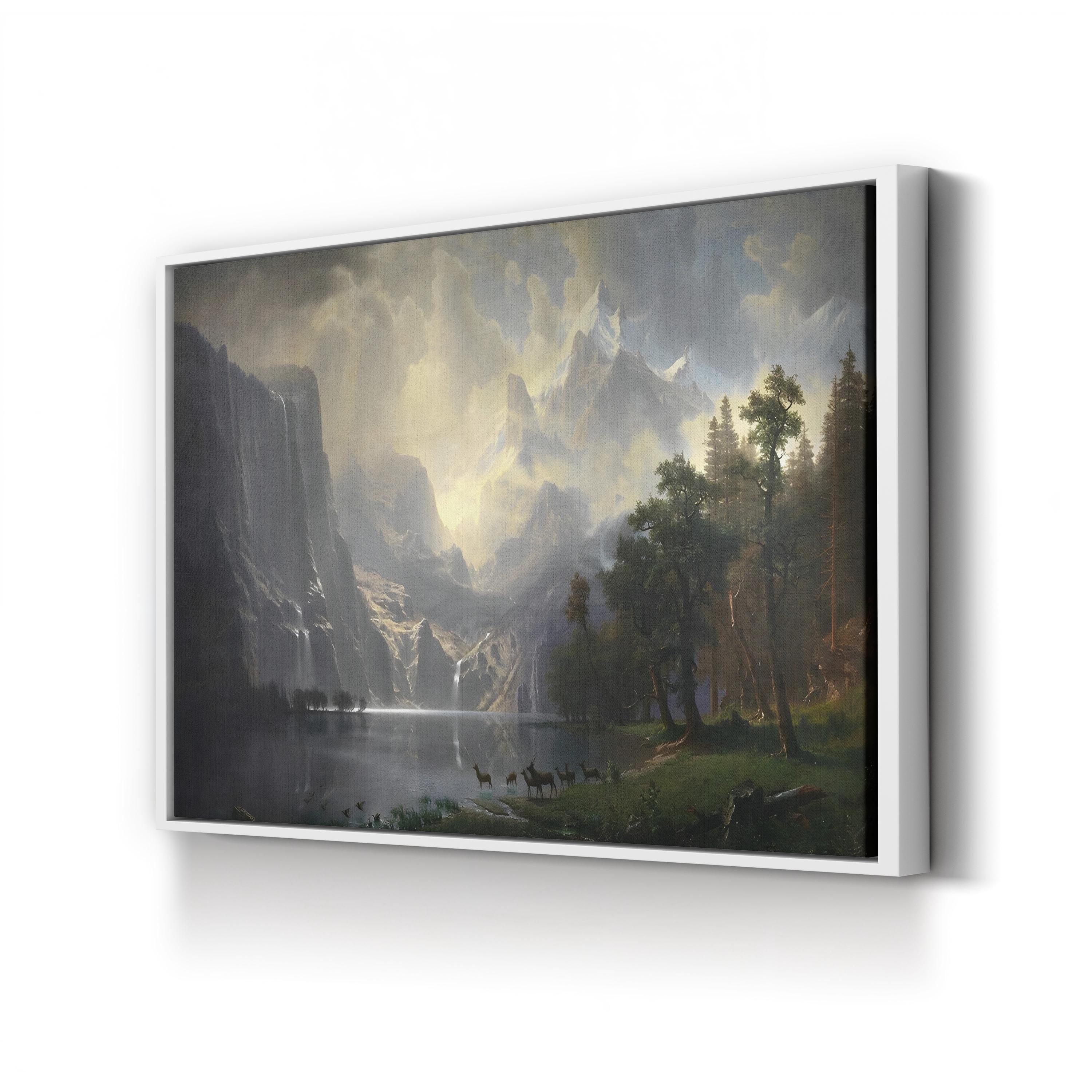 Among the Sierra Nevada, California Canvas Art – Albert Bierstadt Mountain Landscape