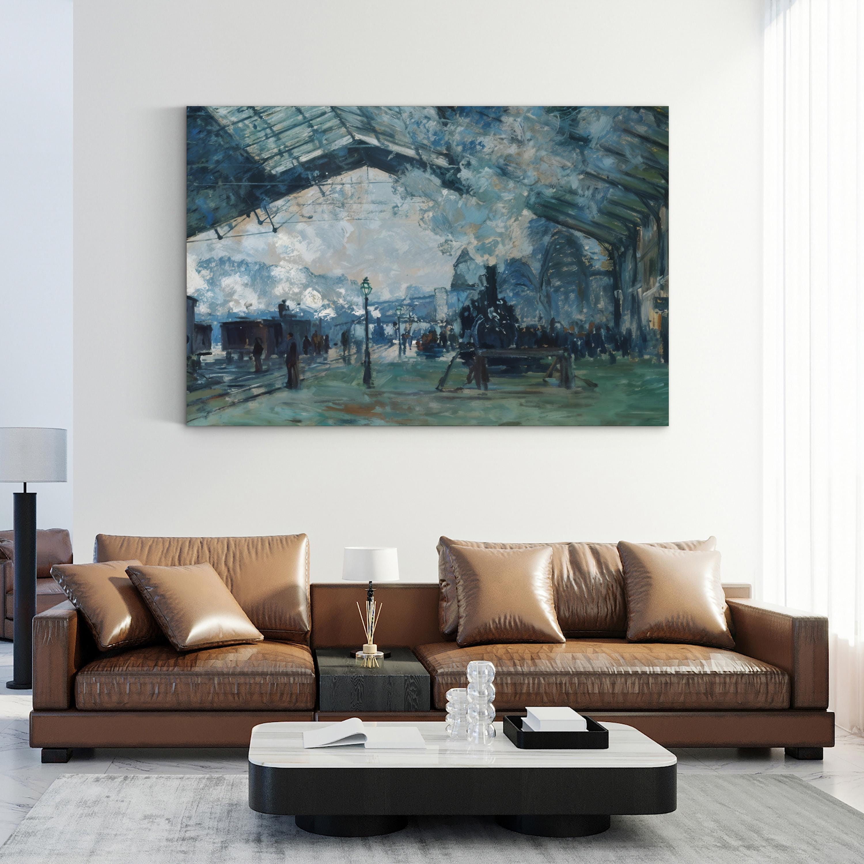 Arrival of the Normandy Train, Gare Saint-Lazare Canvas Print – Claude Monet 1877 Impressionist Wall Art