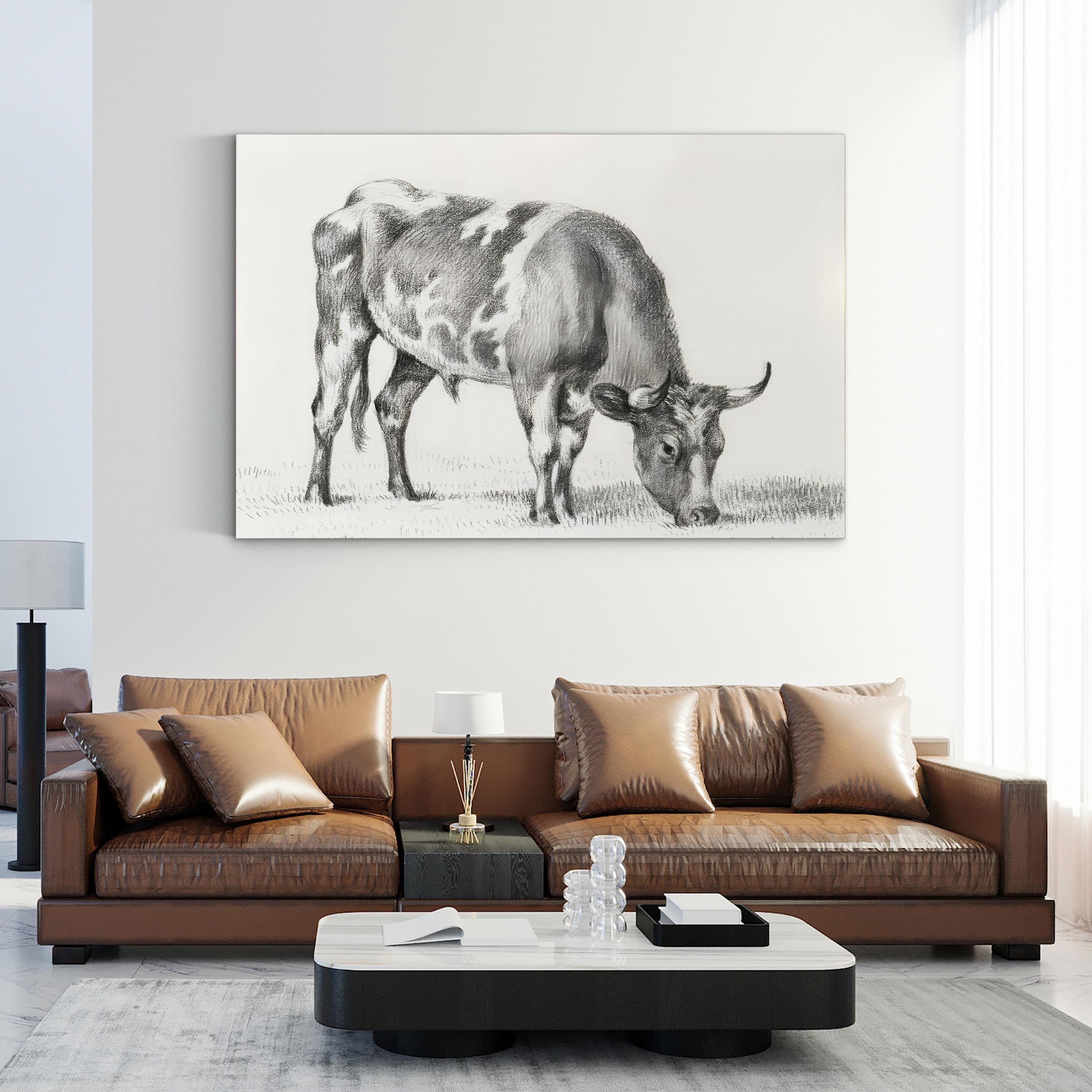 Bernard’s Bull Renderings Black and White Rustic Drawing I Wall Art by Jean Bernard