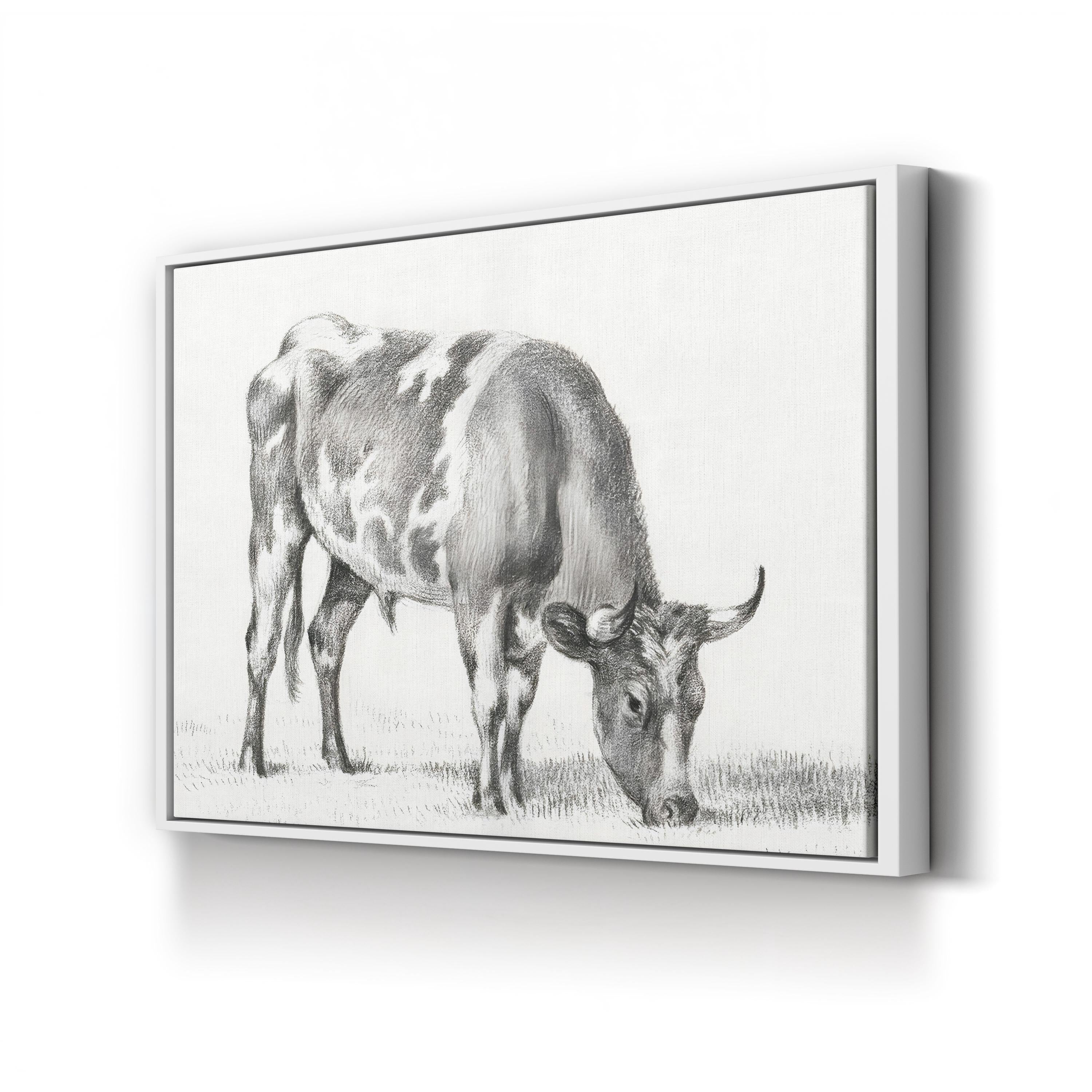 Bernard’s Bull Renderings Black and White Rustic Drawing I Wall Art by Jean Bernard