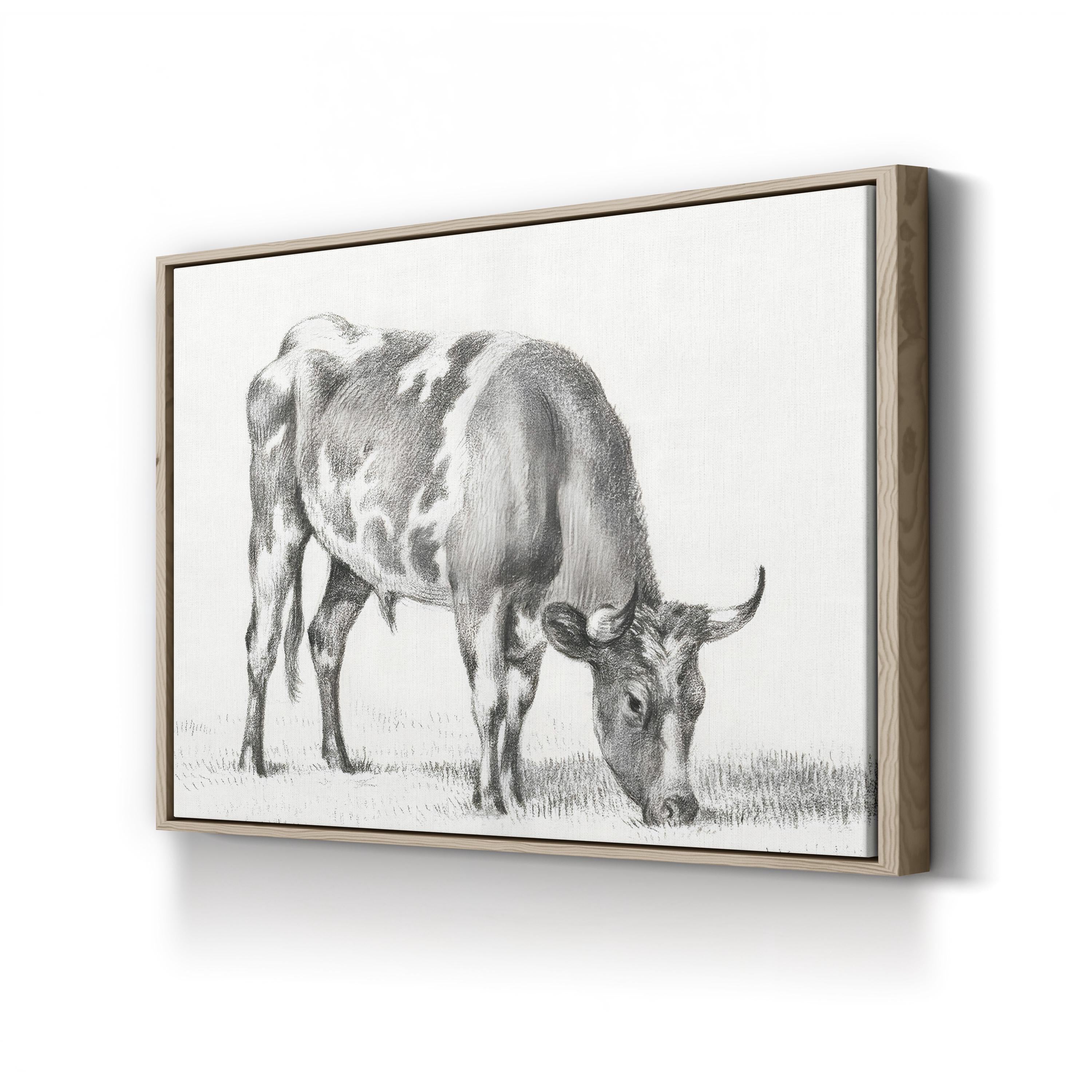 Bernard’s Bull Renderings Black and White Rustic Drawing I Wall Art by Jean Bernard