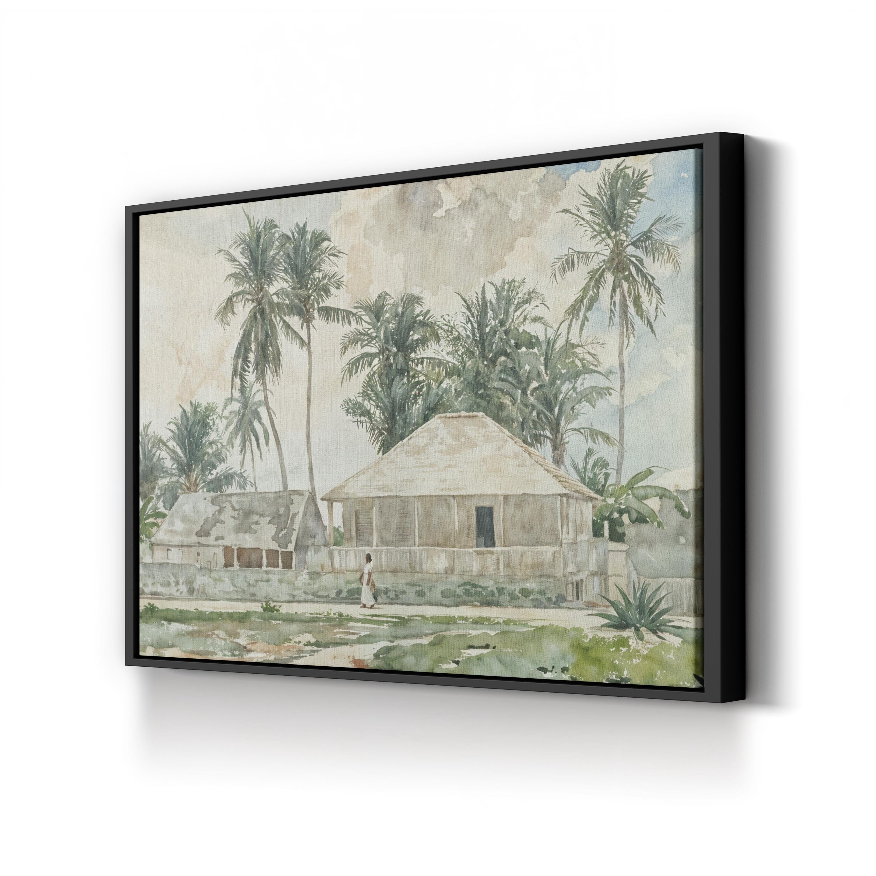 Nassau Coastal Cabins, Bahamas canvas print in black frame
