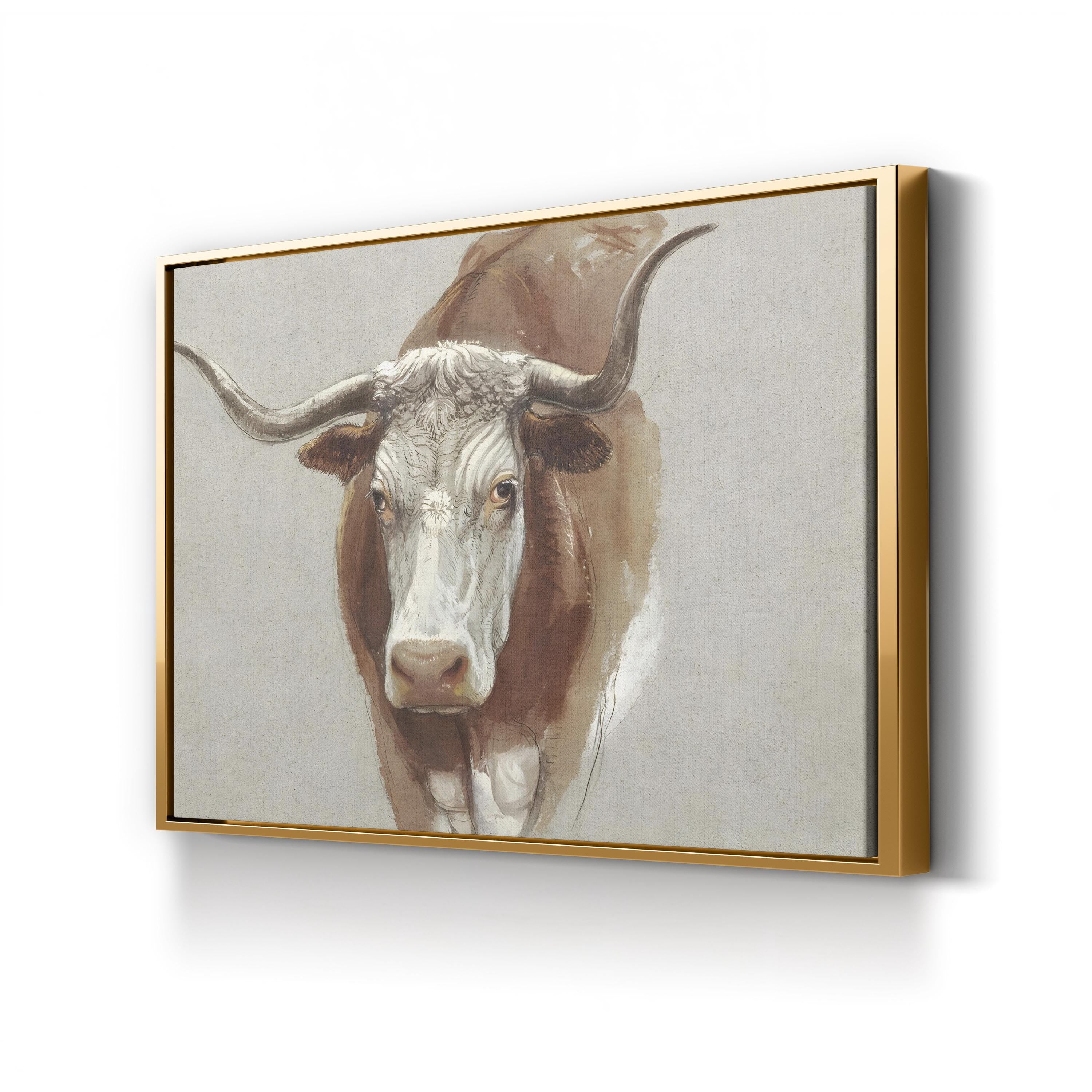Colman Cow Portrait Study II – Vintage Animal Portrait Wall Art by Samuel Colman