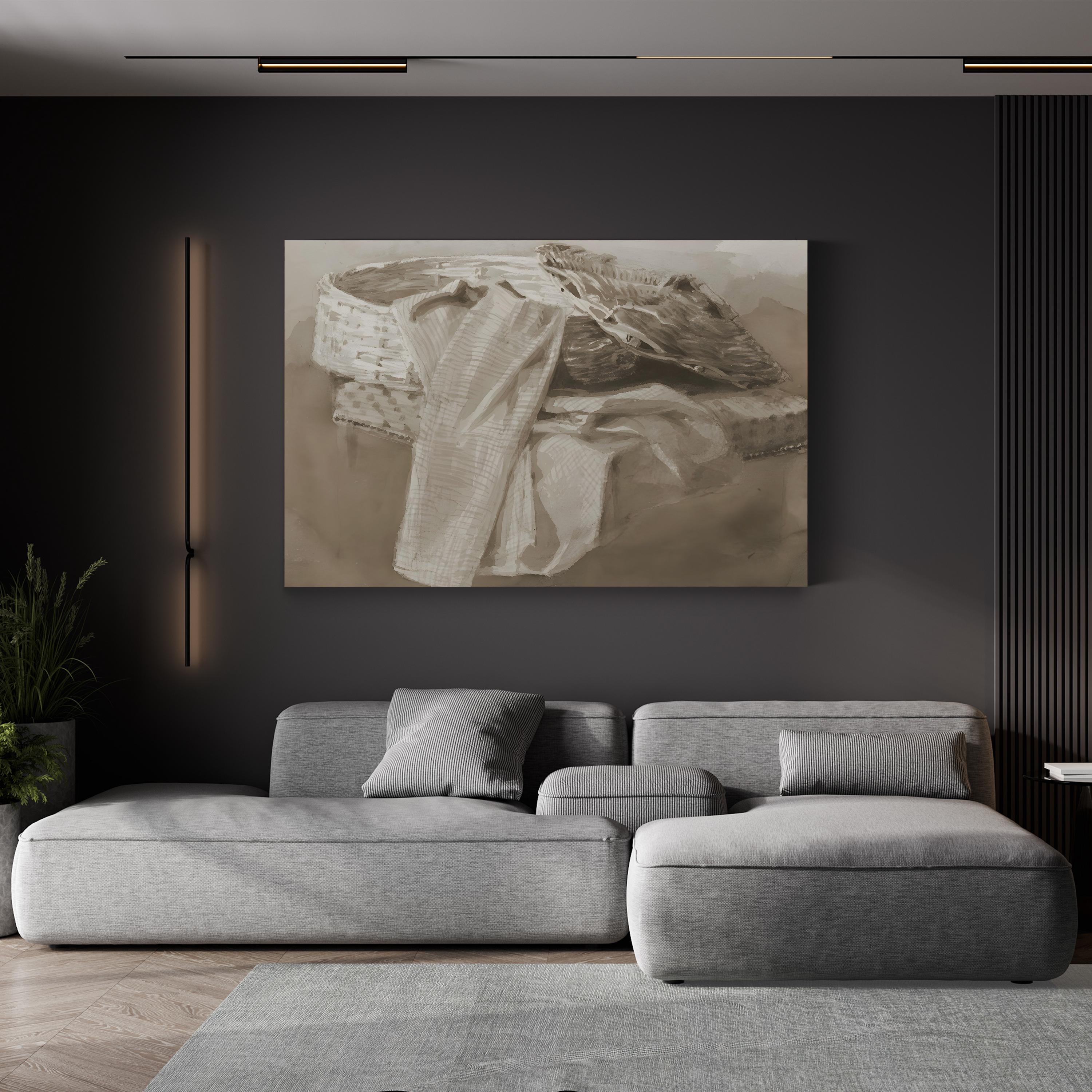 Basket Still Life I by Peter de Wint canvas print in Gallery Canvas 1.50", displayed in a living room