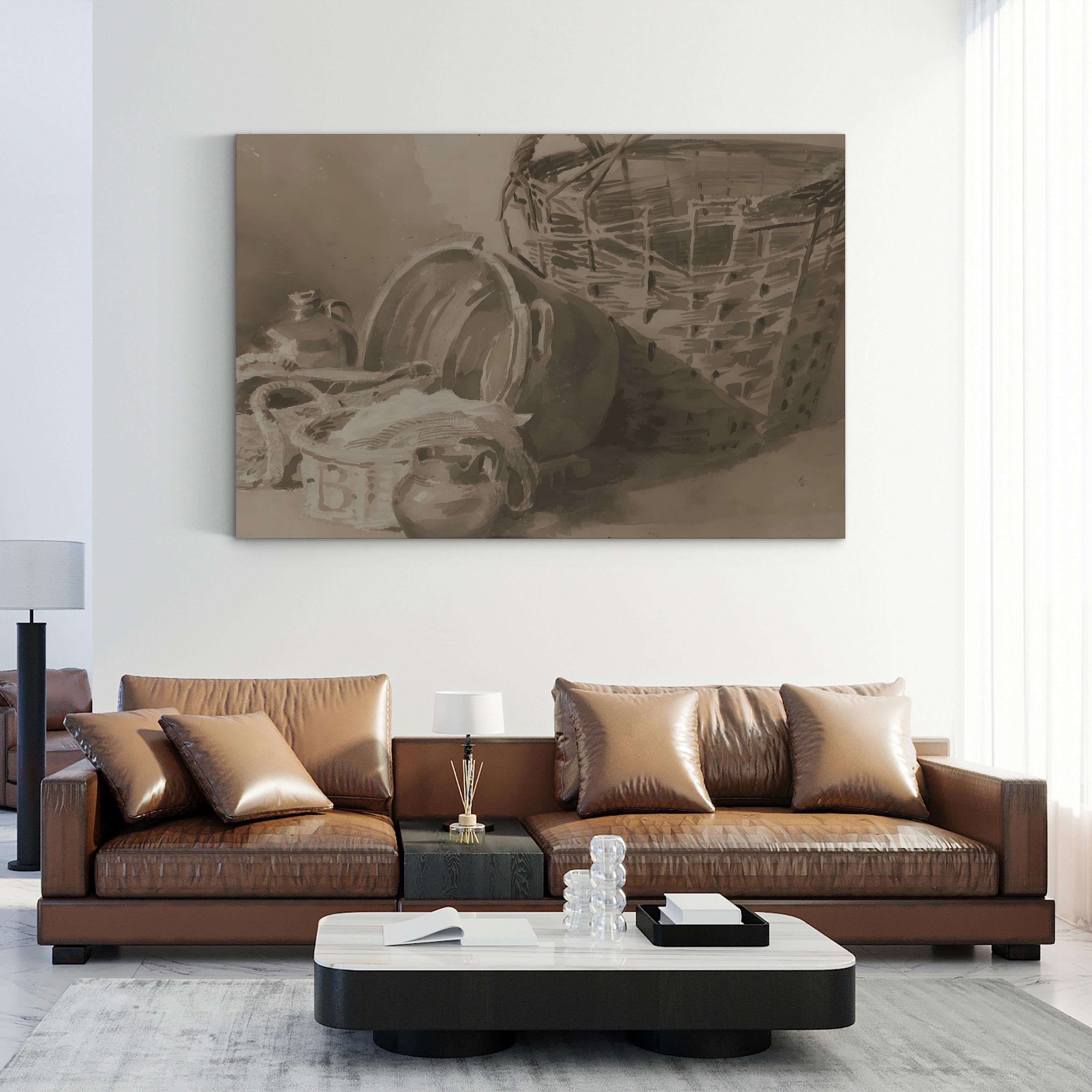 Dewint’s Basket Still Life II Wall Art – Classical Rustic Still Life by Peter de Wint