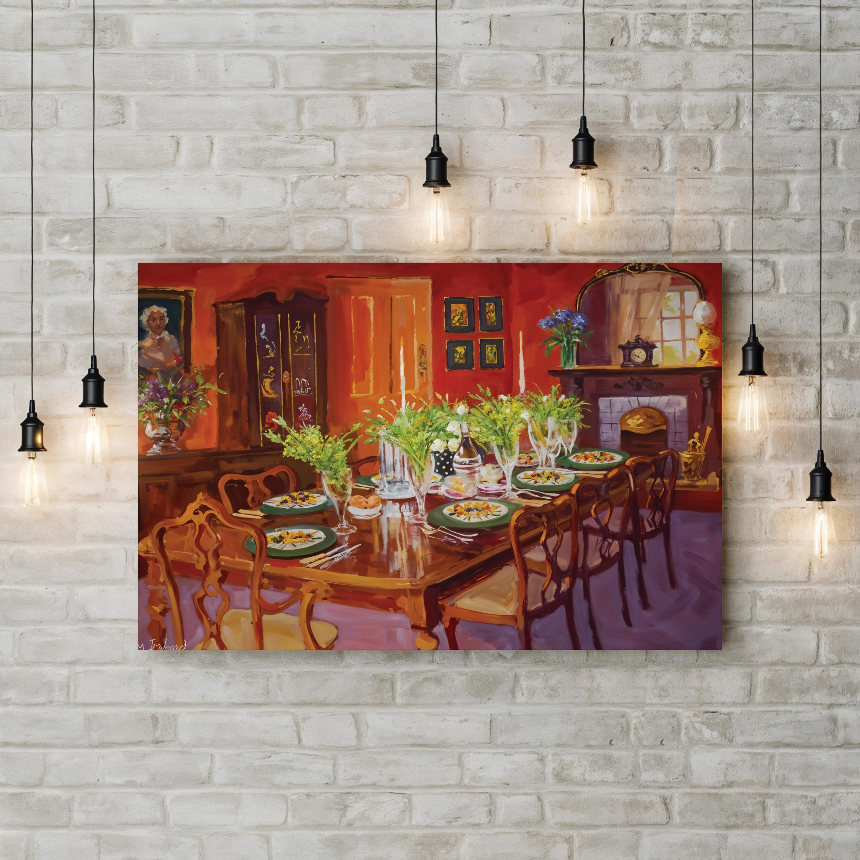 Elegant Dining Room Wall Art – Classic Interior Scene | Timeless Home Decor Canvas Print