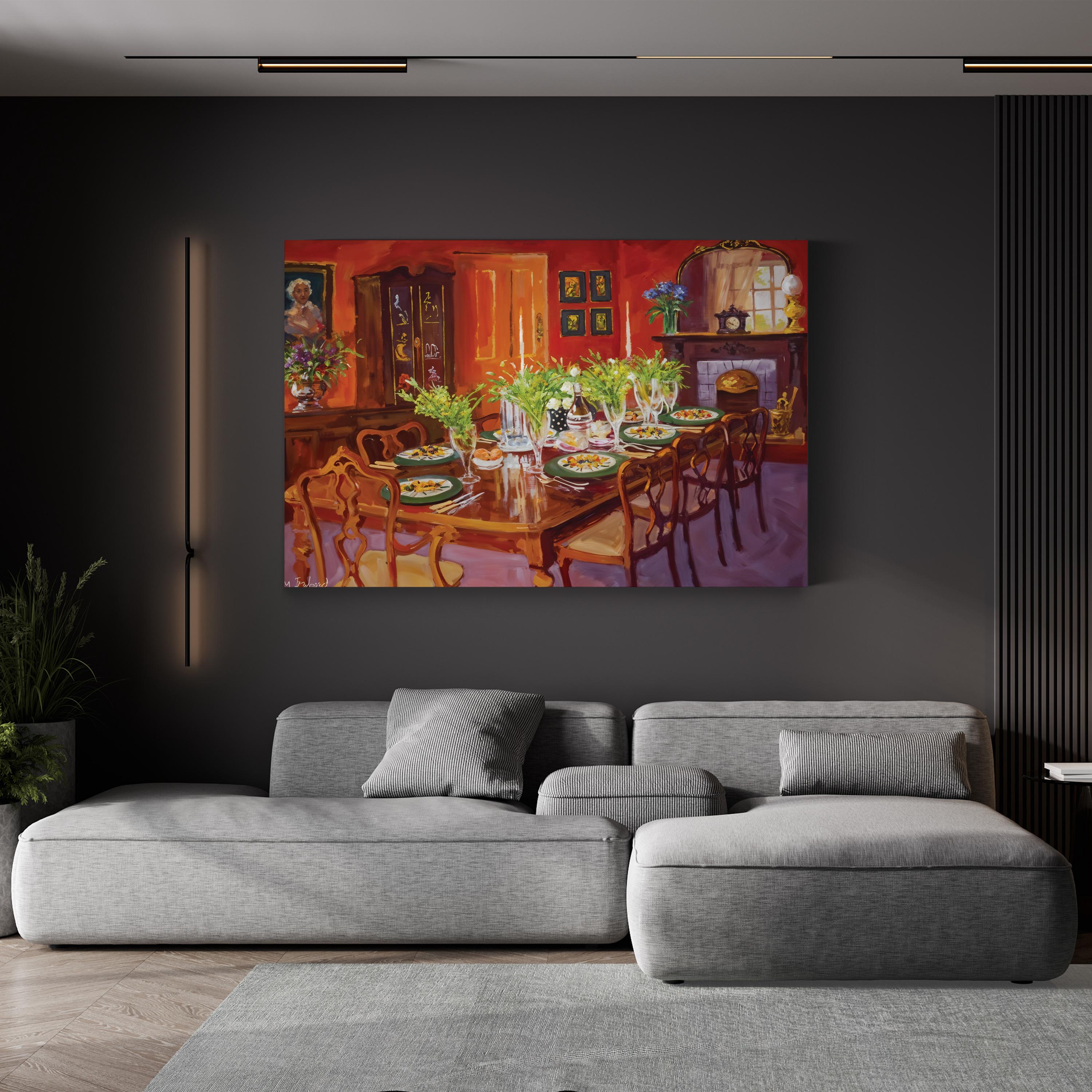 Elegant Dining Room Wall Art – Classic Interior Scene | Timeless Home Decor Canvas Print