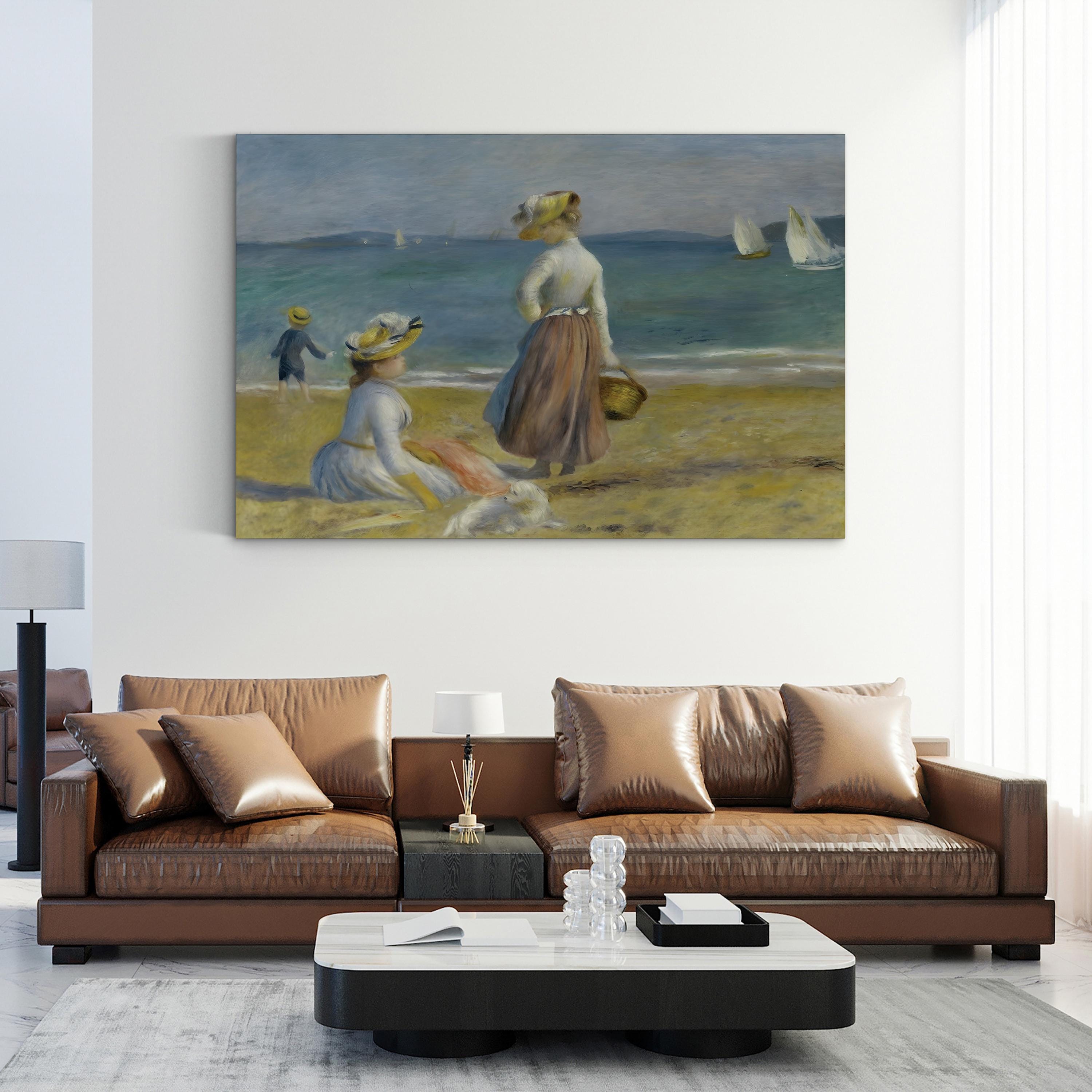 Figures on the Beach, 1890 Wall Art by Pierre-Auguste Renoir – Impressionist Coastal Canvas Print