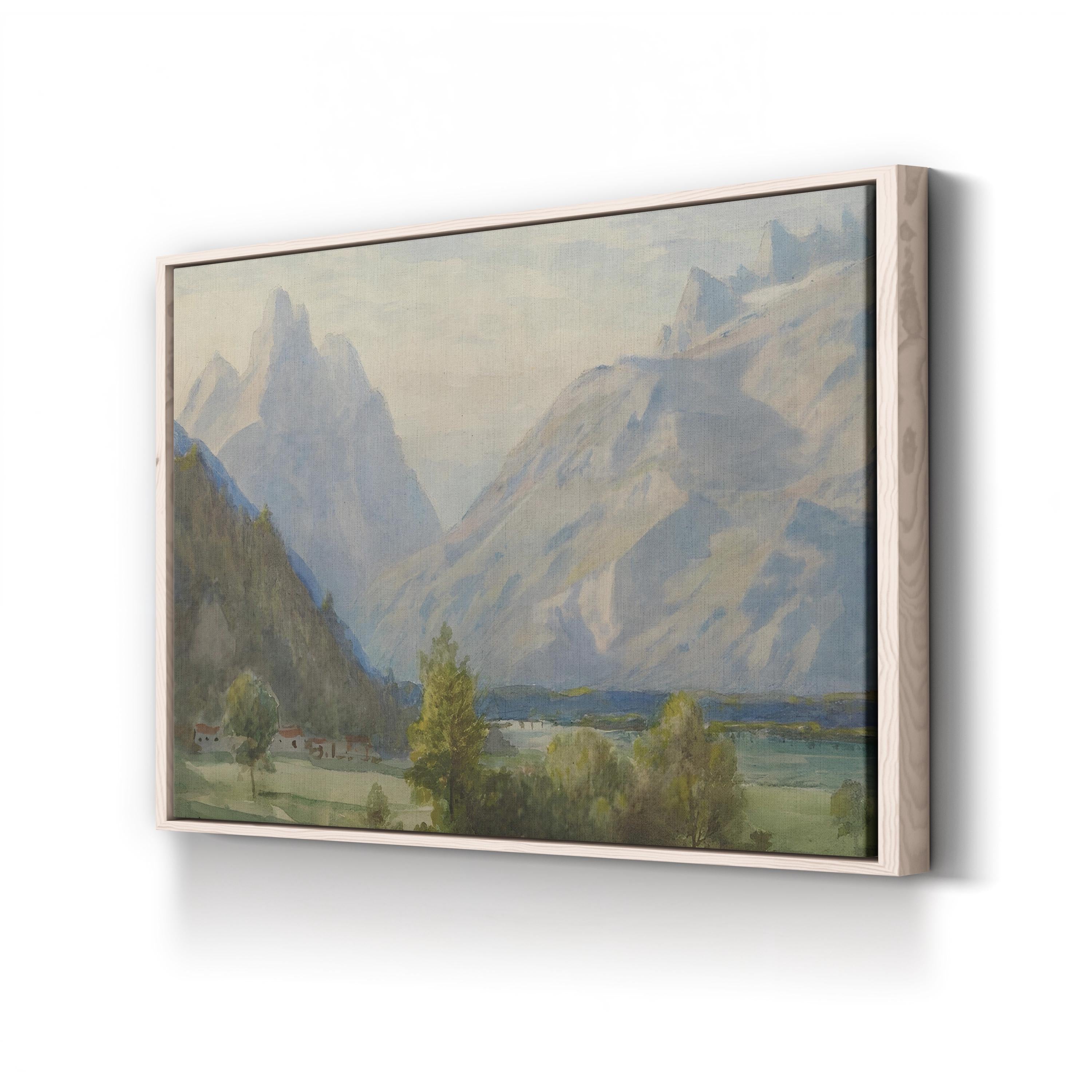 Vintage Mountain View – Period Illustration Wall Art | Watercolor Landscape Canvas Print