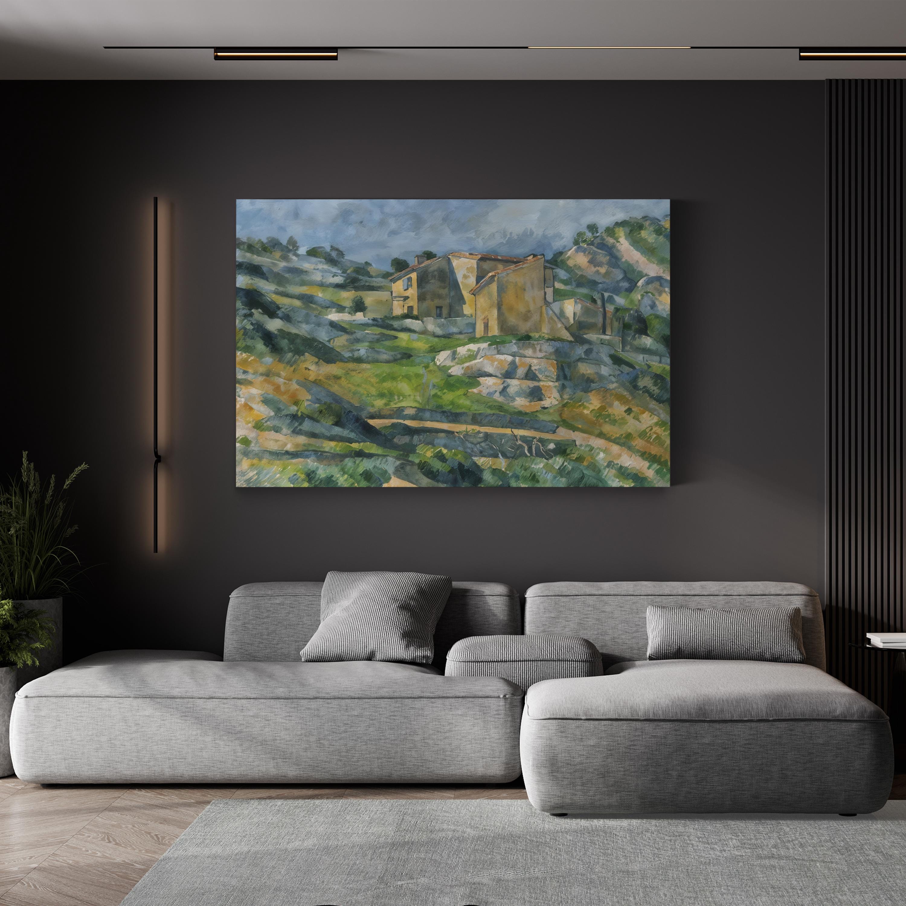 Houses in Provence: Riaux Valley near L’Estaque Wall Art – Cézanne 1883 French Landscape